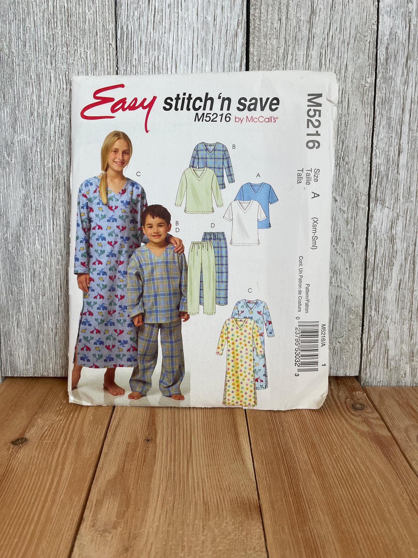 Mccalls Costumes M5216 Childrens Tops Nightshirt and Pants Size XS-S Pattern Uncut FF