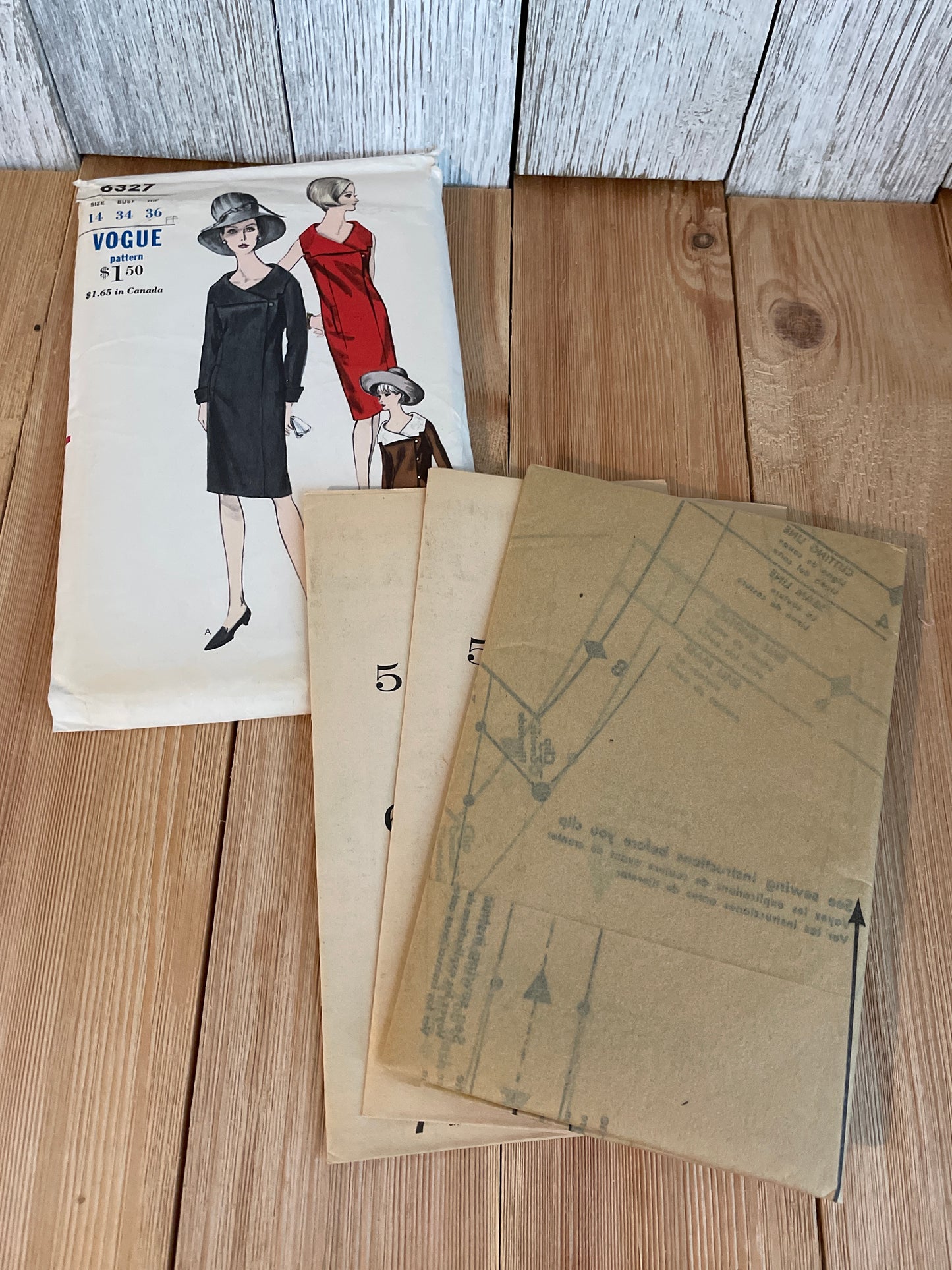 Vogue 6327 1964 Mod One Piece Dress Size 14 Pattern UNCUT FF