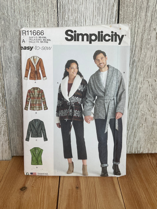 Simplicity R11666 Unisex Jacket, Vest, and Belt Size XS-XXL Pattern UNCUT FF