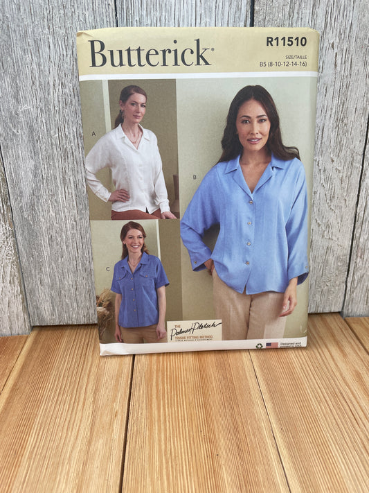 Butterick R11510 Misses Button Up Top Sizes 8-16 Uncut FF Sewing Pattern