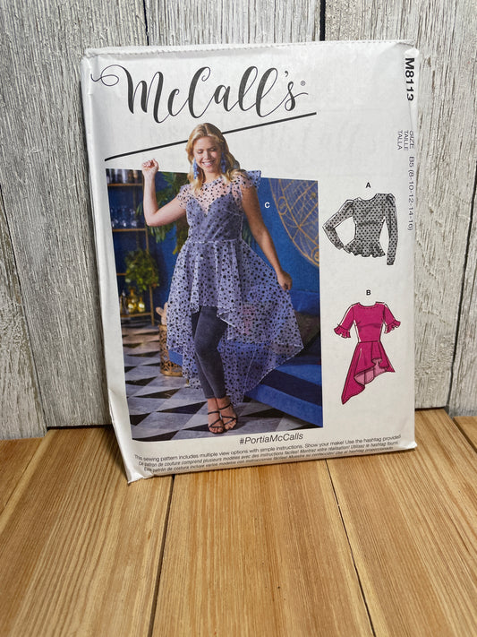 McCall's M8113 Misses High Low Tulip Trumpet Top Size 8-16 Uncut FF Sewing Pattern