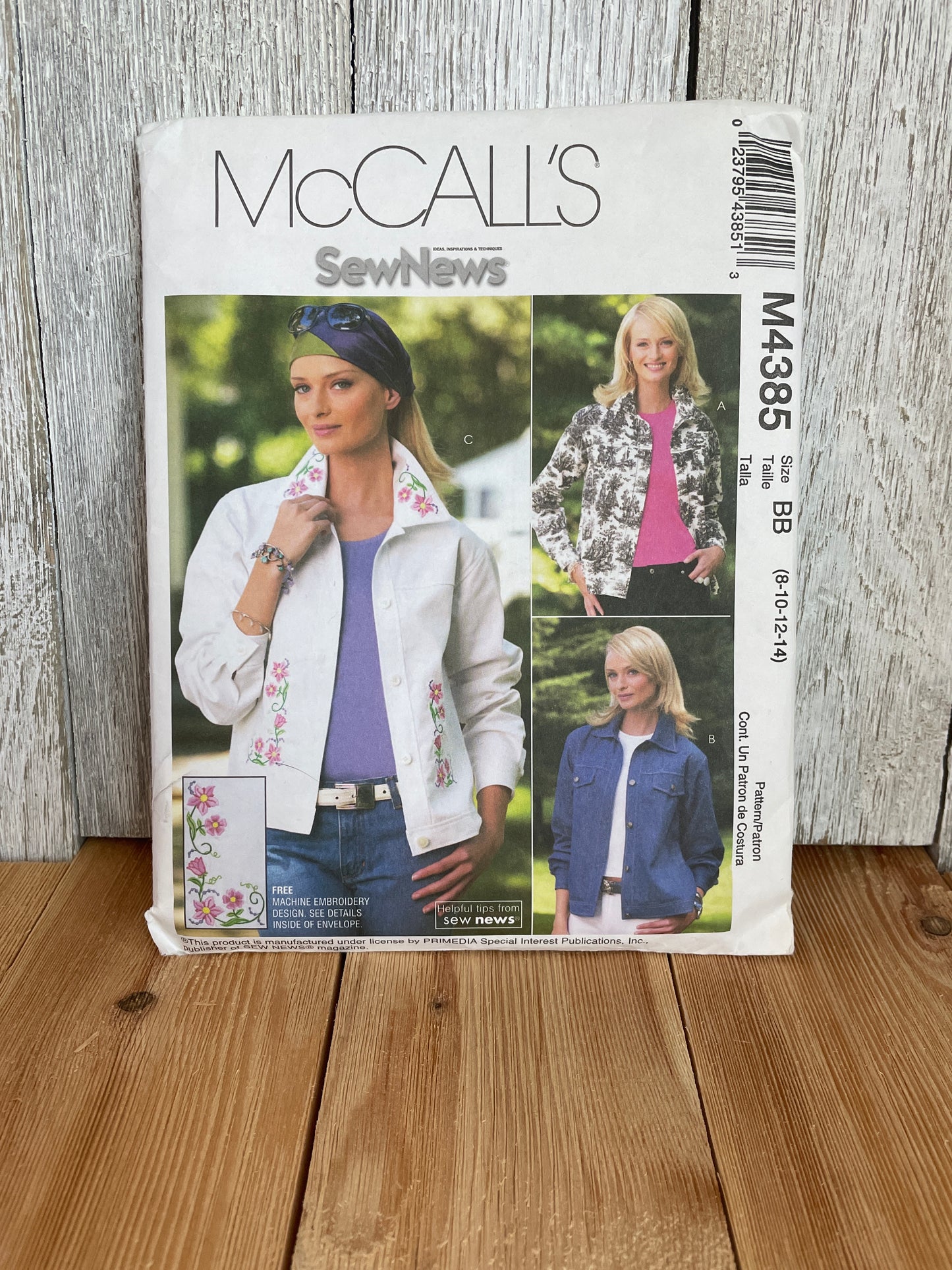 McCalls M4385 Misses Petite Jean Jacket Size BB 8-14 Pattern UNCUT FF