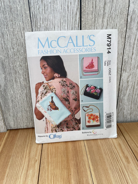McCall's M7914 Fashion Accessories Beaded Purse Pattern Handbags Uncut FF Sewing Pattern