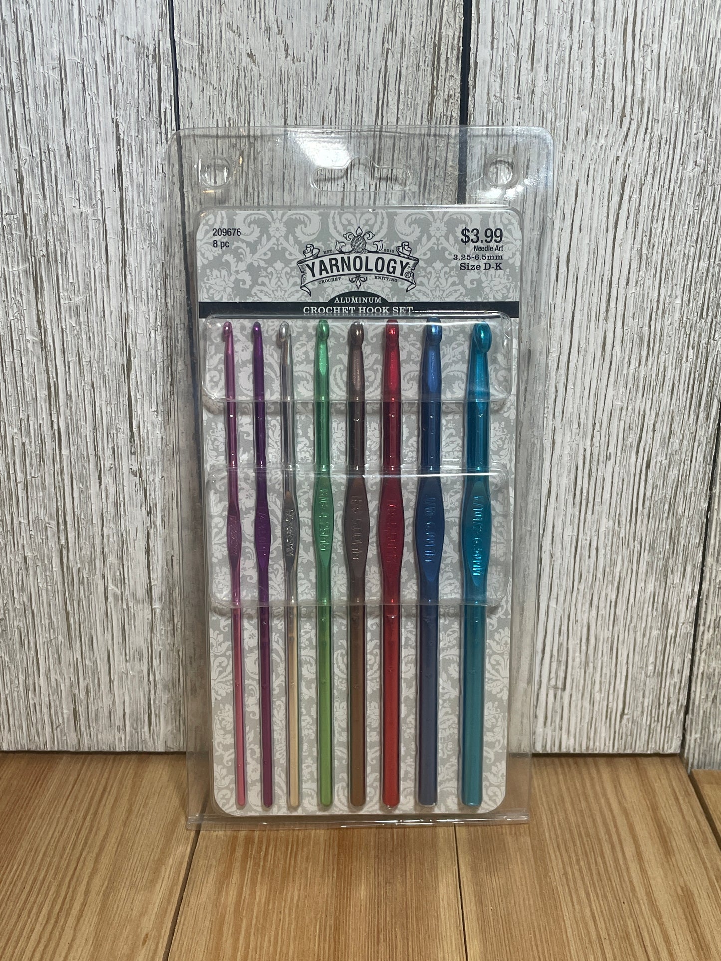 Yarnology Crochet Hook 8 Piece Set 3.25mm-6.5mm or D-K Aluminum Hooks NEW