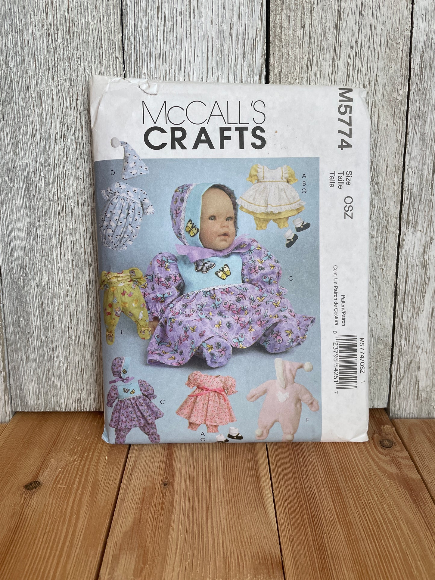 McCall's Crafts M5774 Baby Doll Clothes for 11"-16" Dolls Pattern Uncut FF