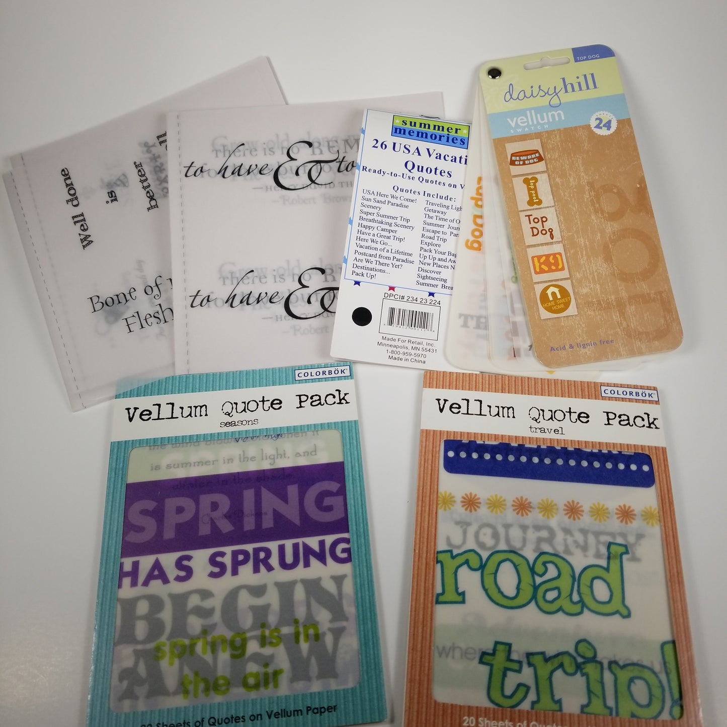 Vintage Misc. Vellum 6 booklets about travel, Seasons and Dogs Perfect for scrapbooking
