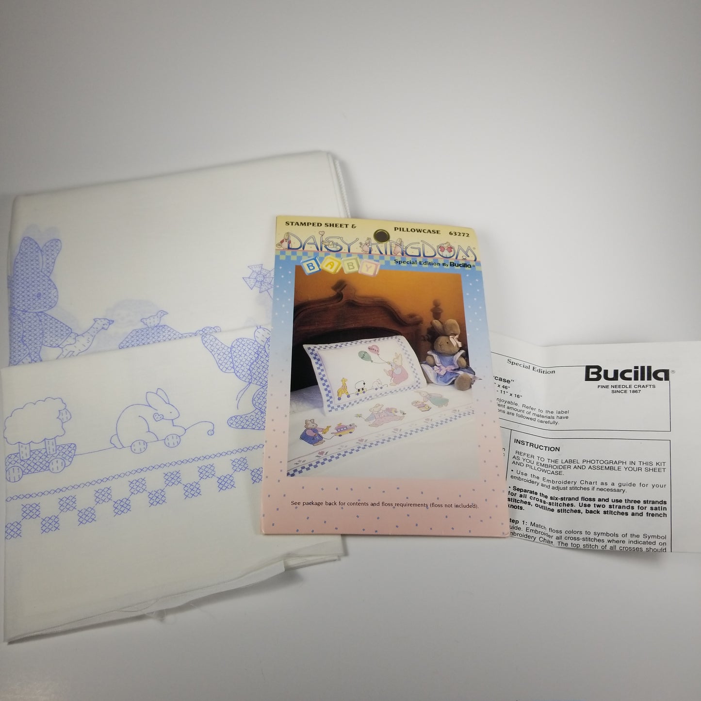Bucilla Daisy Kingdom Baby Special Edition 63272 Stamped Sheet & Pillow Case