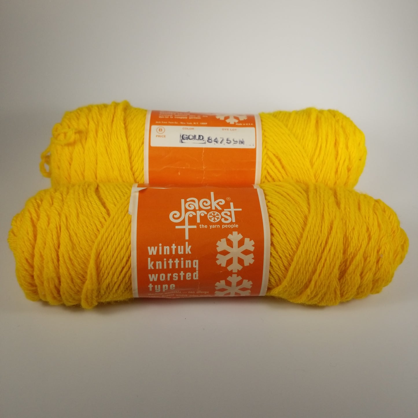 Vintage Jack Frost Gold / yellow Acrylic Yarn 2 Skein Bundle