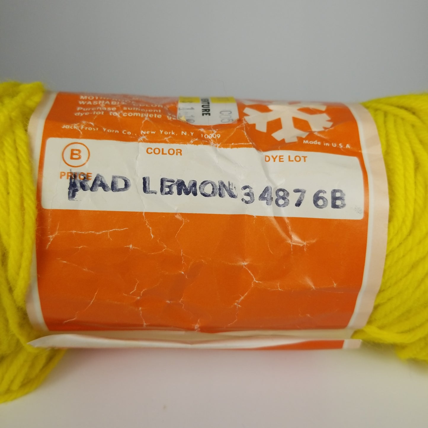 Vintage Jack Frost Rad Lemon Yarn Worsted Acrylic