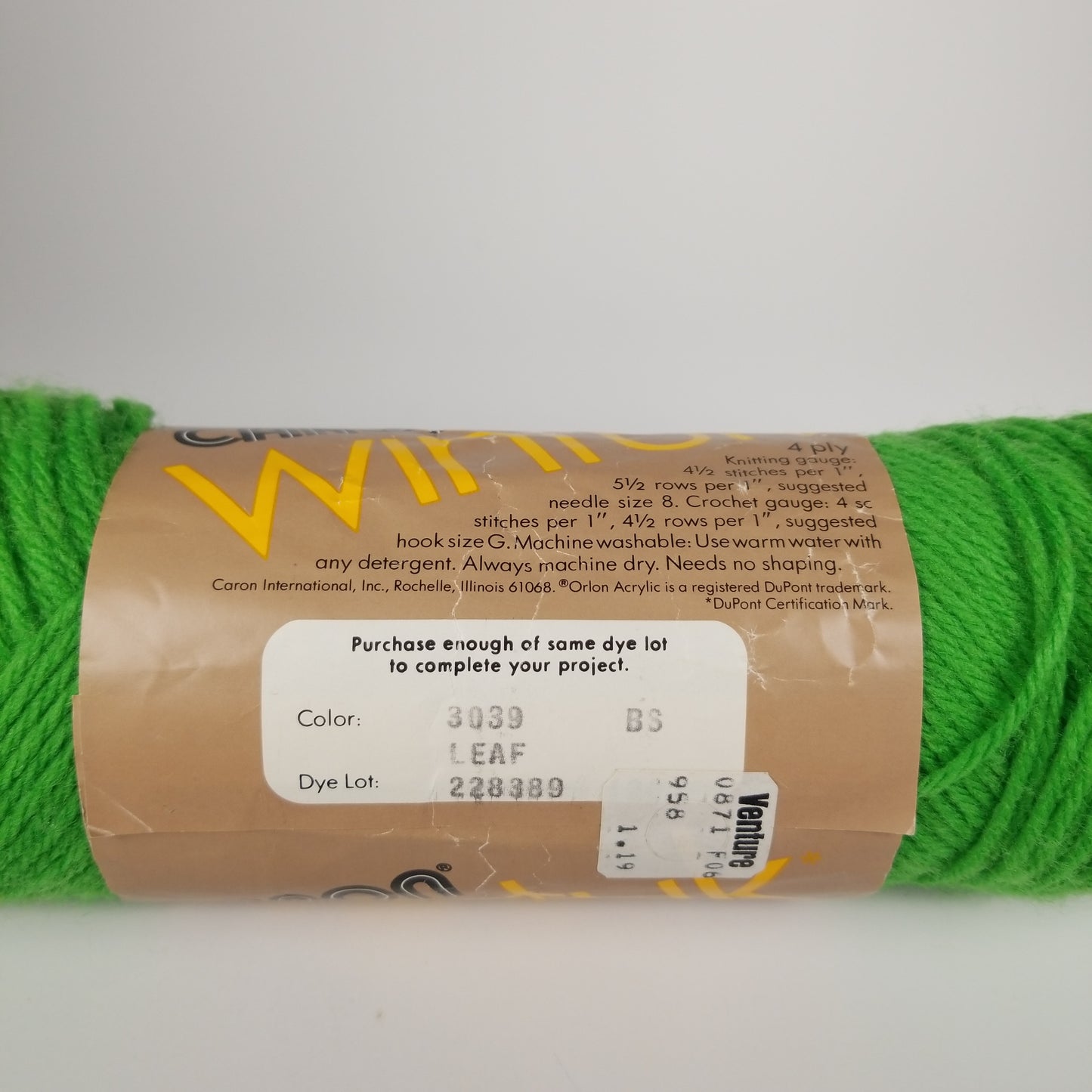 Caron Wintuk Leaf Yarn Color 3039 Dye Lot 228389
