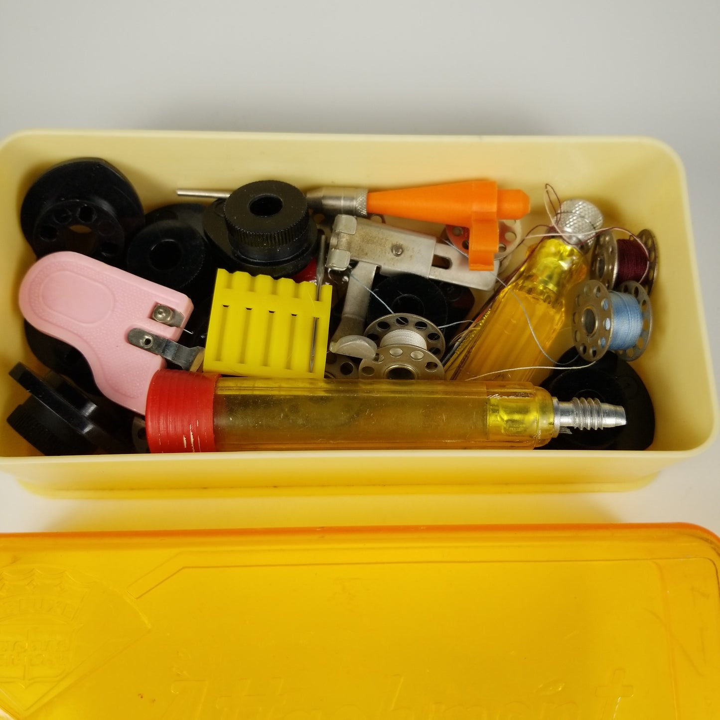Misc. Sewing equipment, sewing tools, sewing notions and box