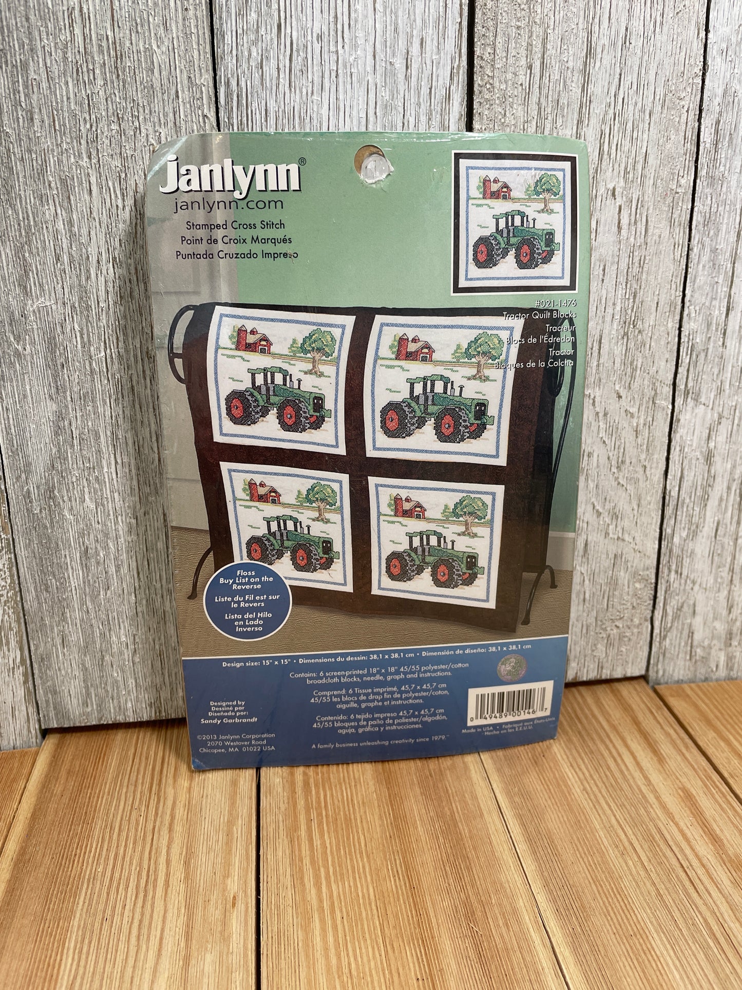 Janlynn Tractor Quilt Blocks #021-1476 Stamped Cross Stitch NEW UNOPEN