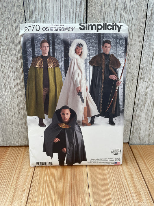 Simplicity 8770 Winter Cosplay Cape Costume Pattern Unisex UNCUT FF Halloween