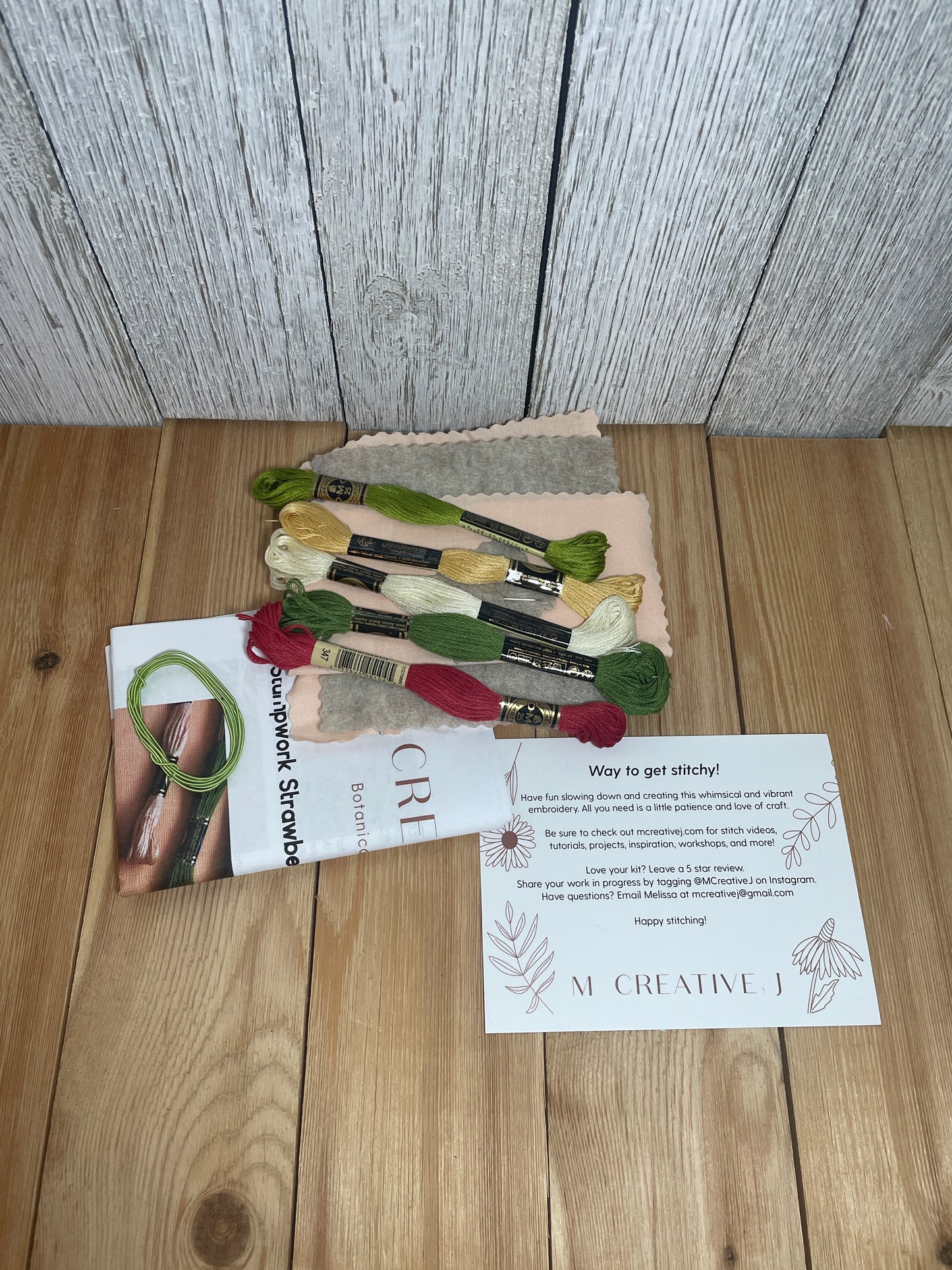 MCreativeJ Stumpwork Strawberry Botanical Fiber Art Embroidery Kit Abandoned Project Complete