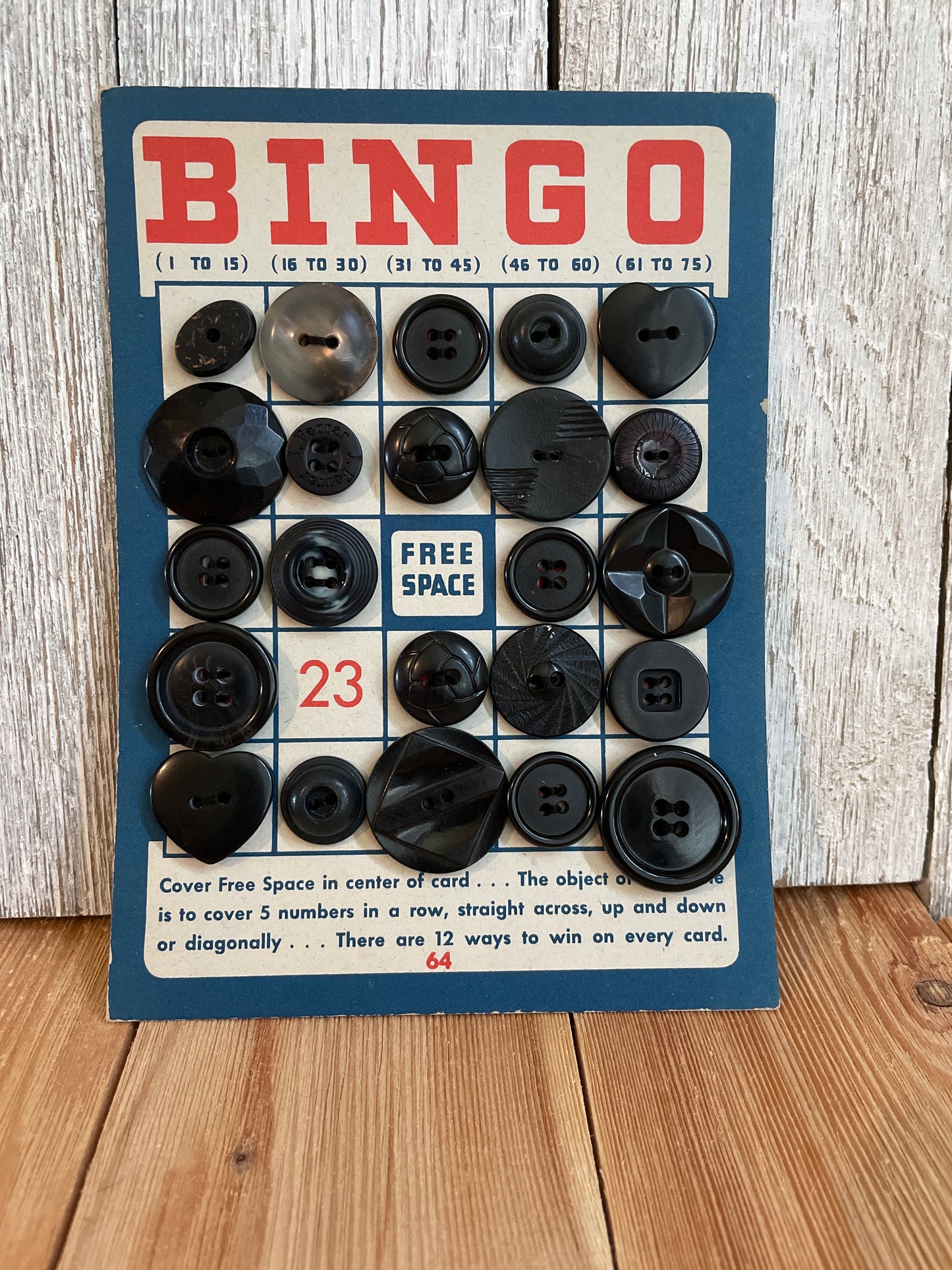Vintage Button Lot on Bingo Card U PICK Antique quirky cute