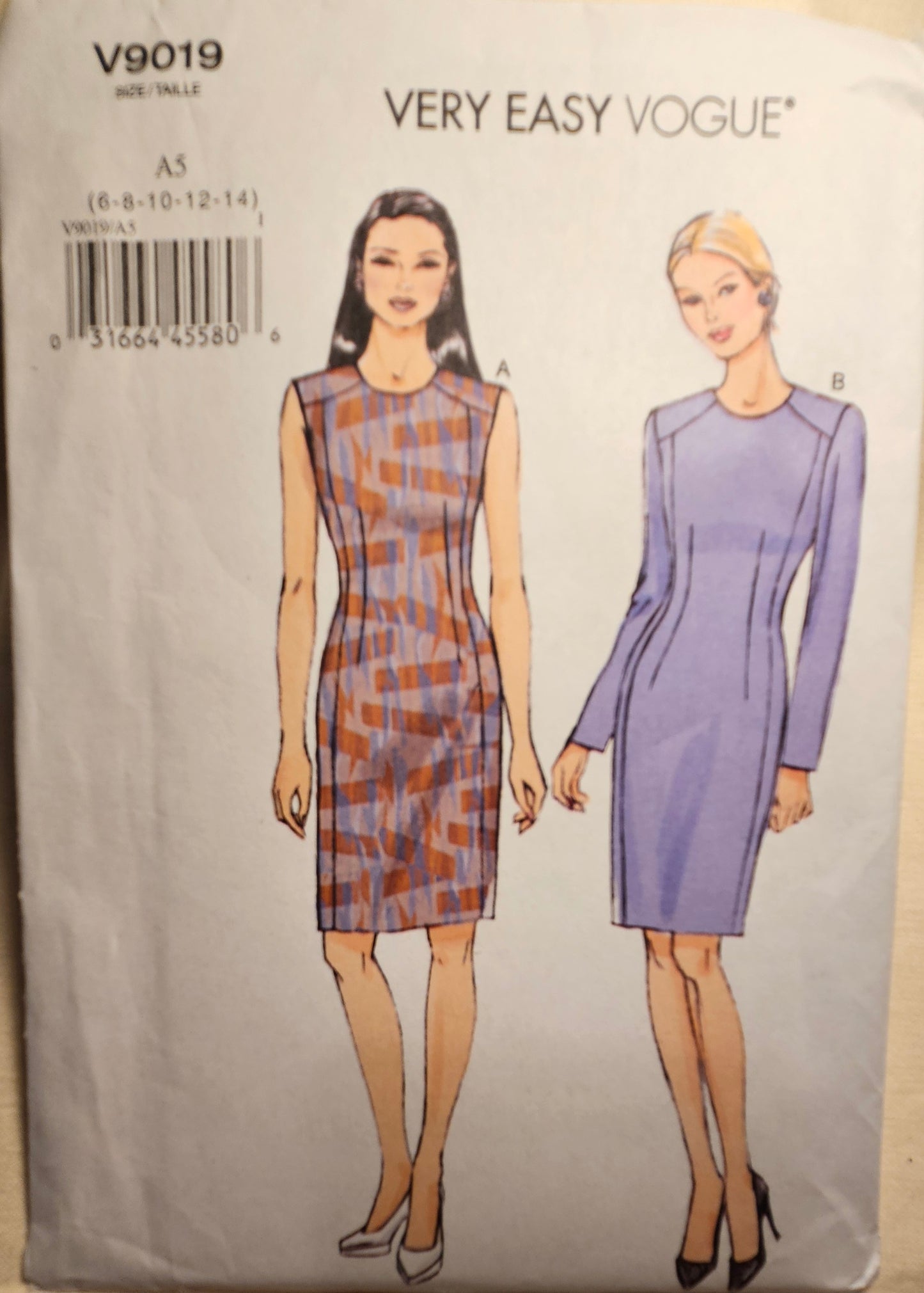 Vogue #V9019 misses dress sizes A5 6-14 uncut ff sewing pattern