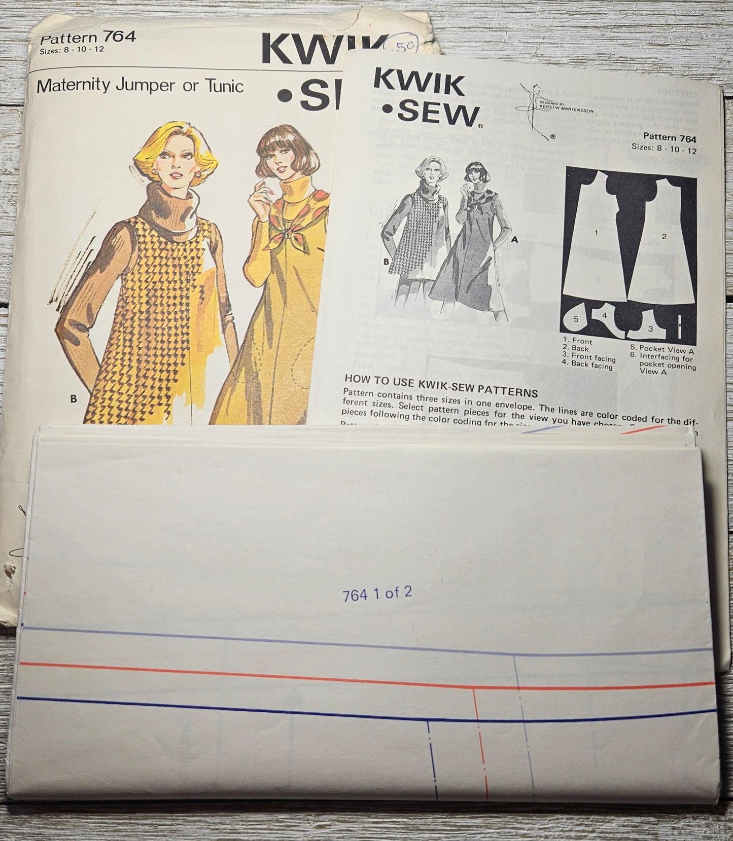 Kwik Sew 764 Maternity Jumper or Tunic Pattern size 8, 10, 12 Uncut FF