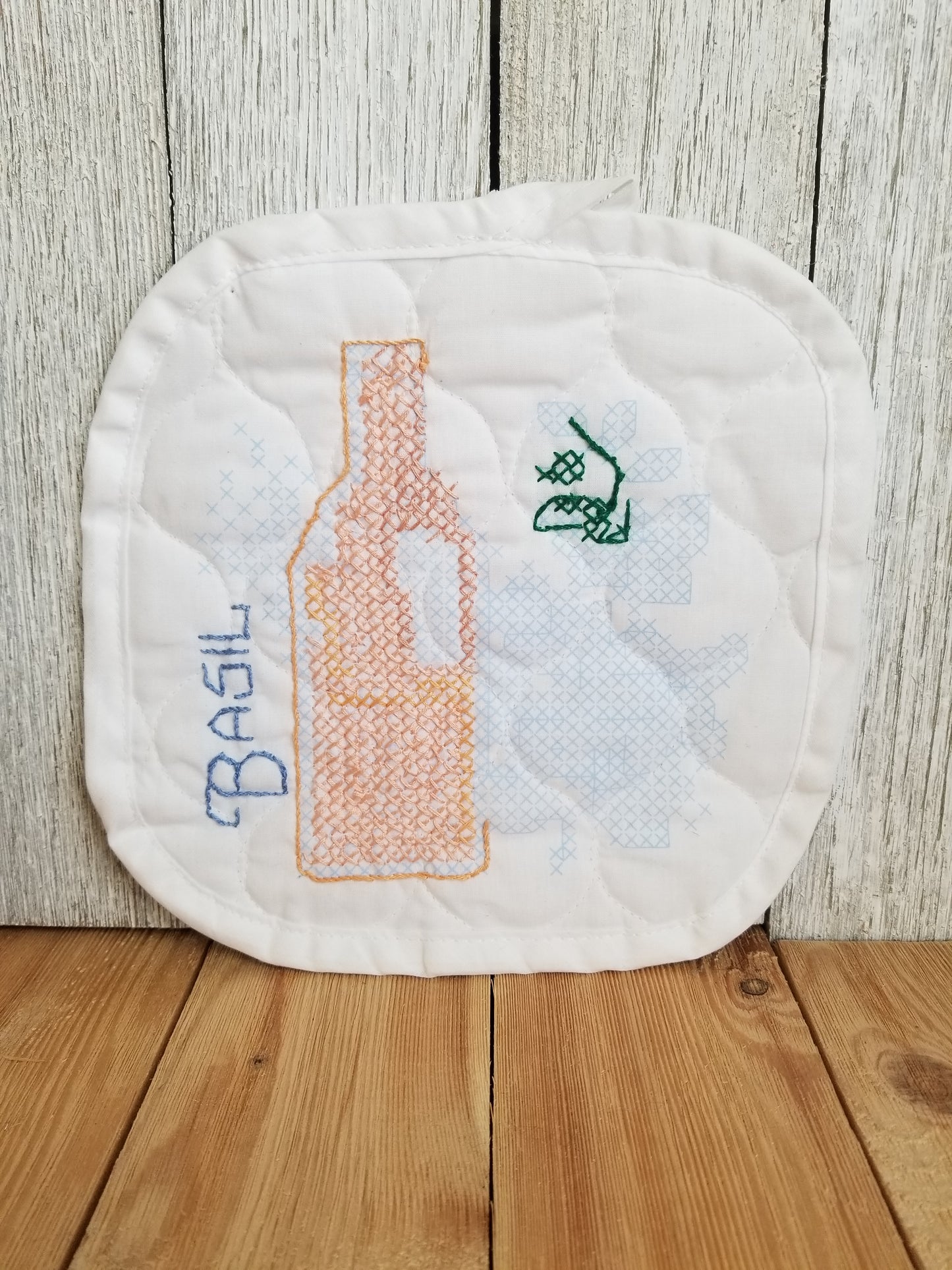Abandoned Project Stamped Cross Stitch Pot Holders