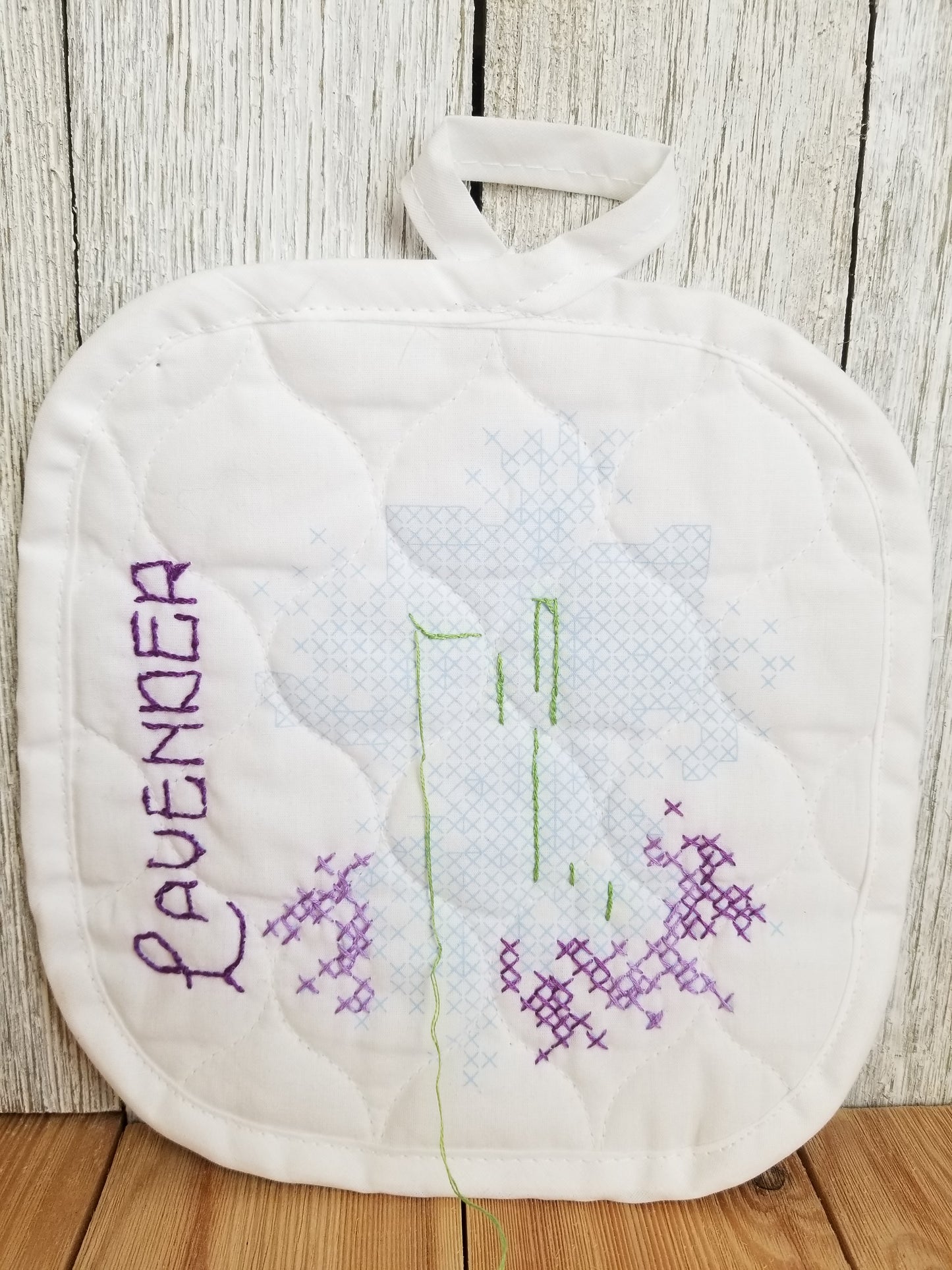 Abandoned Project Stamped Cross Stitch Pot Holders