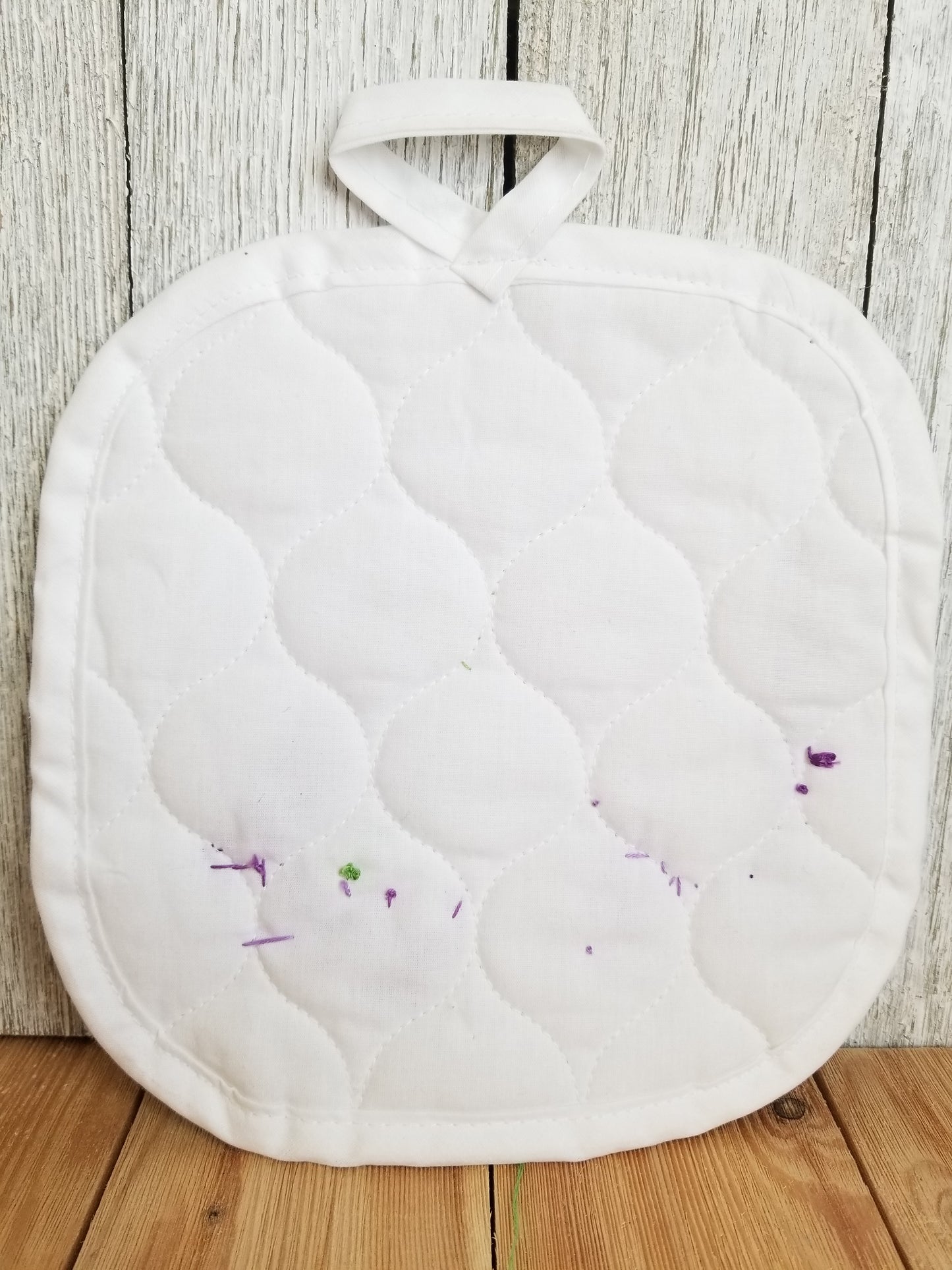 Abandoned Project Stamped Cross Stitch Pot Holders