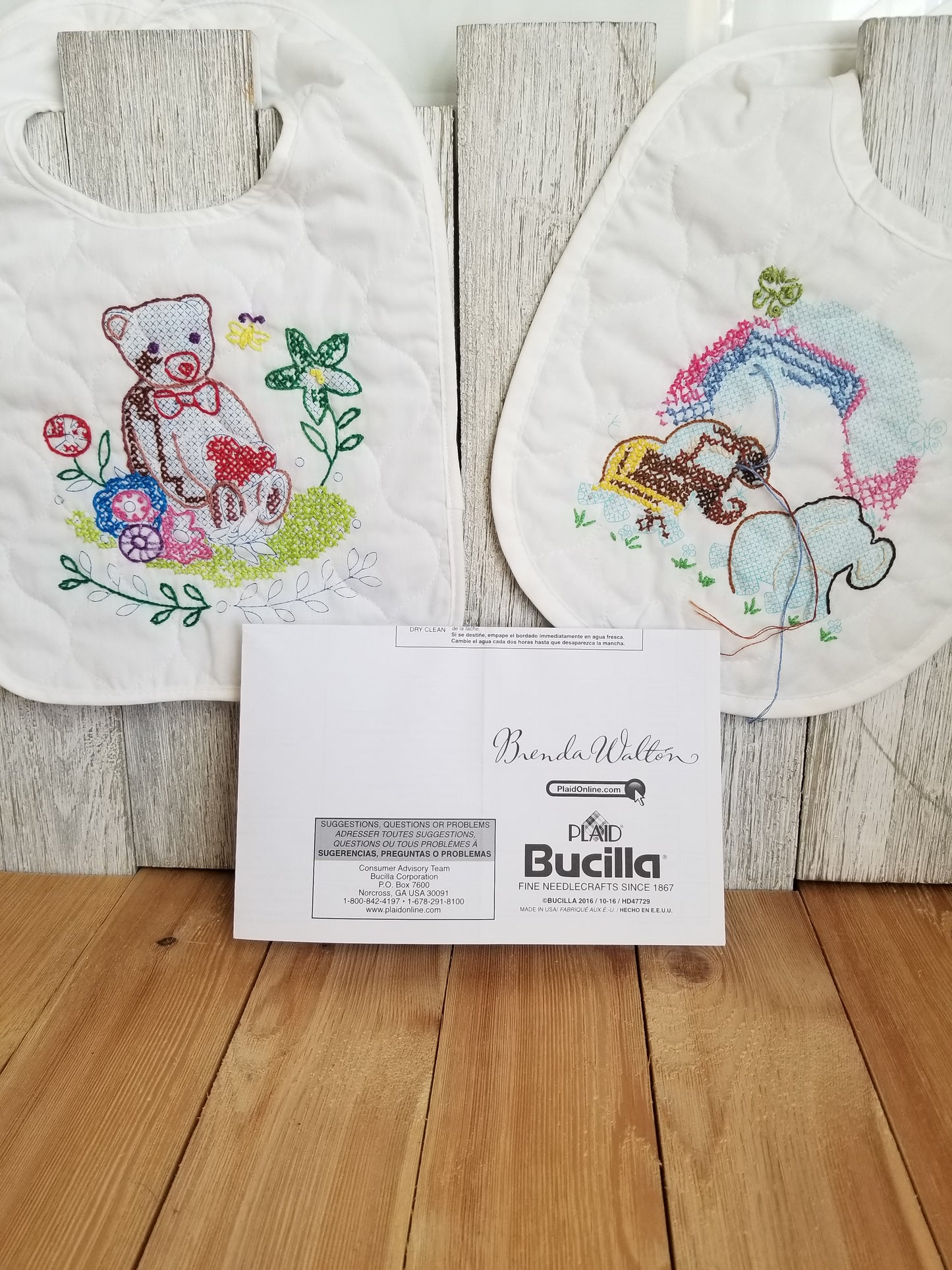 Abandoned Project Stamped Cross Stitch Baby Bib Set