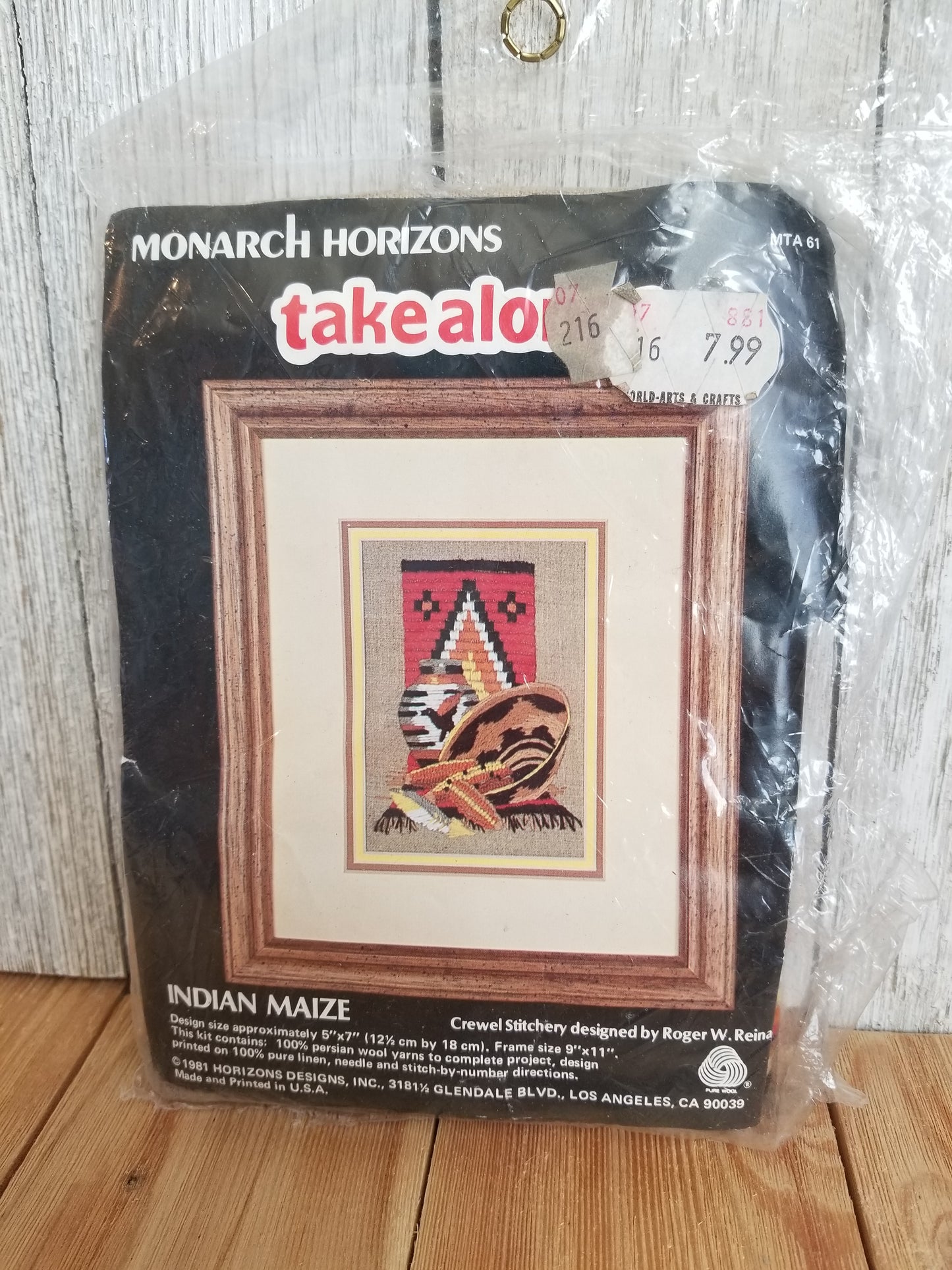 Monarch Horizons Take Along Indian Maize Crewel Stitchery Kit