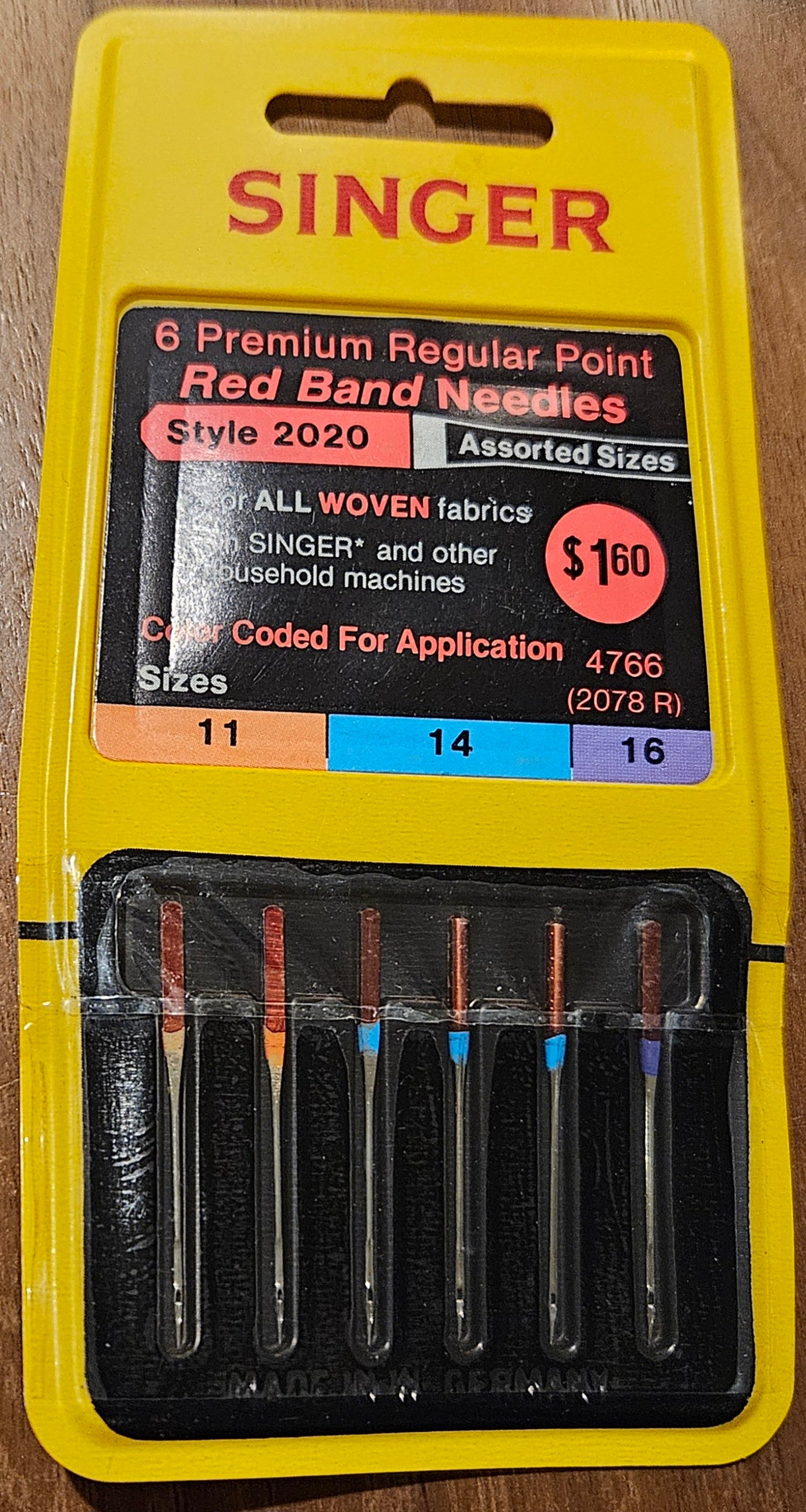 Singer Sewing Machine Needles red band Sizes 11 14 16 Germany NOS Vtg