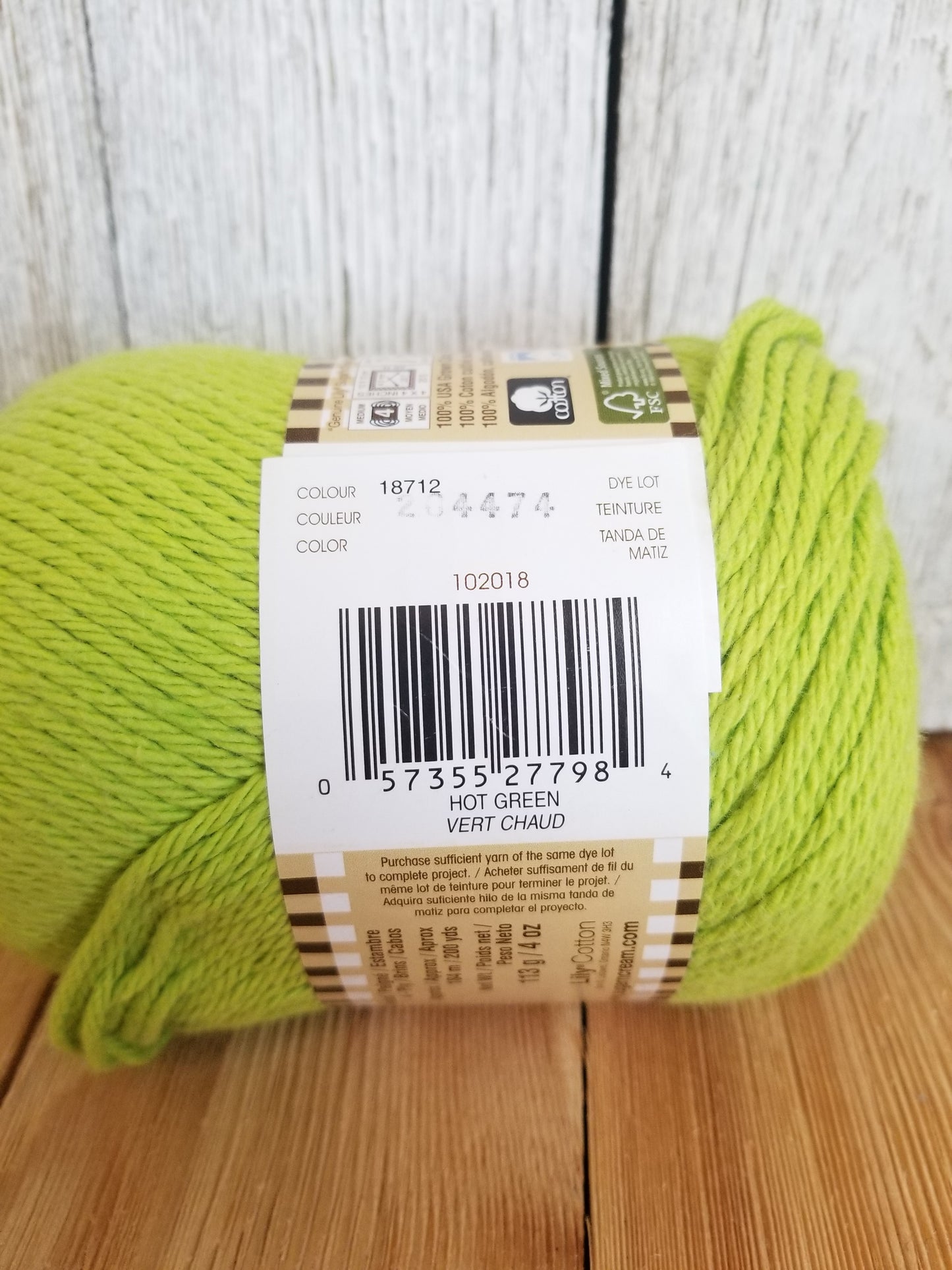 Lily Sugar and Cream Cotton Yarn Hot Green and Hot Blue Choose your Color