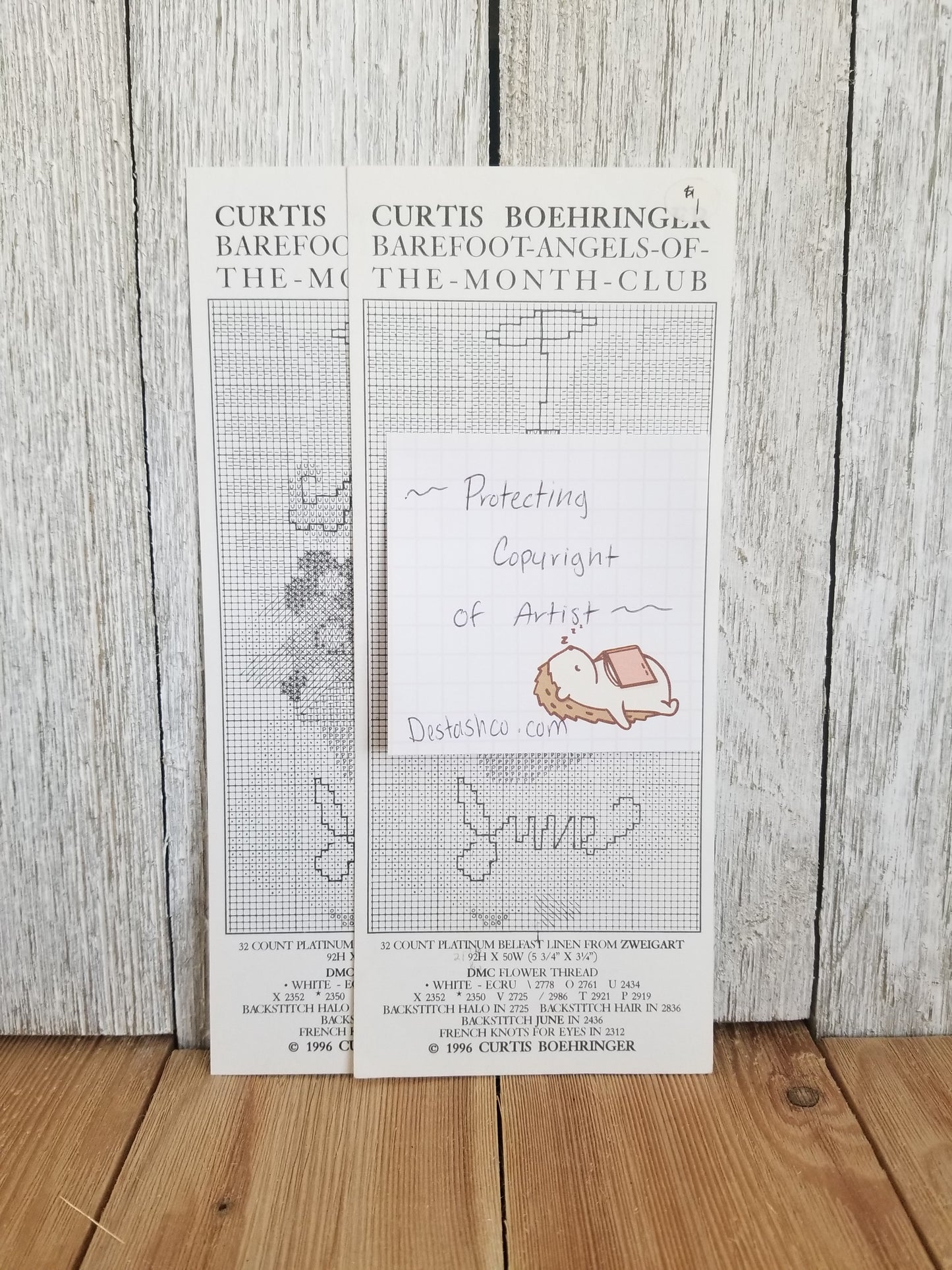 Curtis Boehringer Barefoot Angel of the Month Club The Little Stitching Angel Cross Stitch Pattern Lot of 7