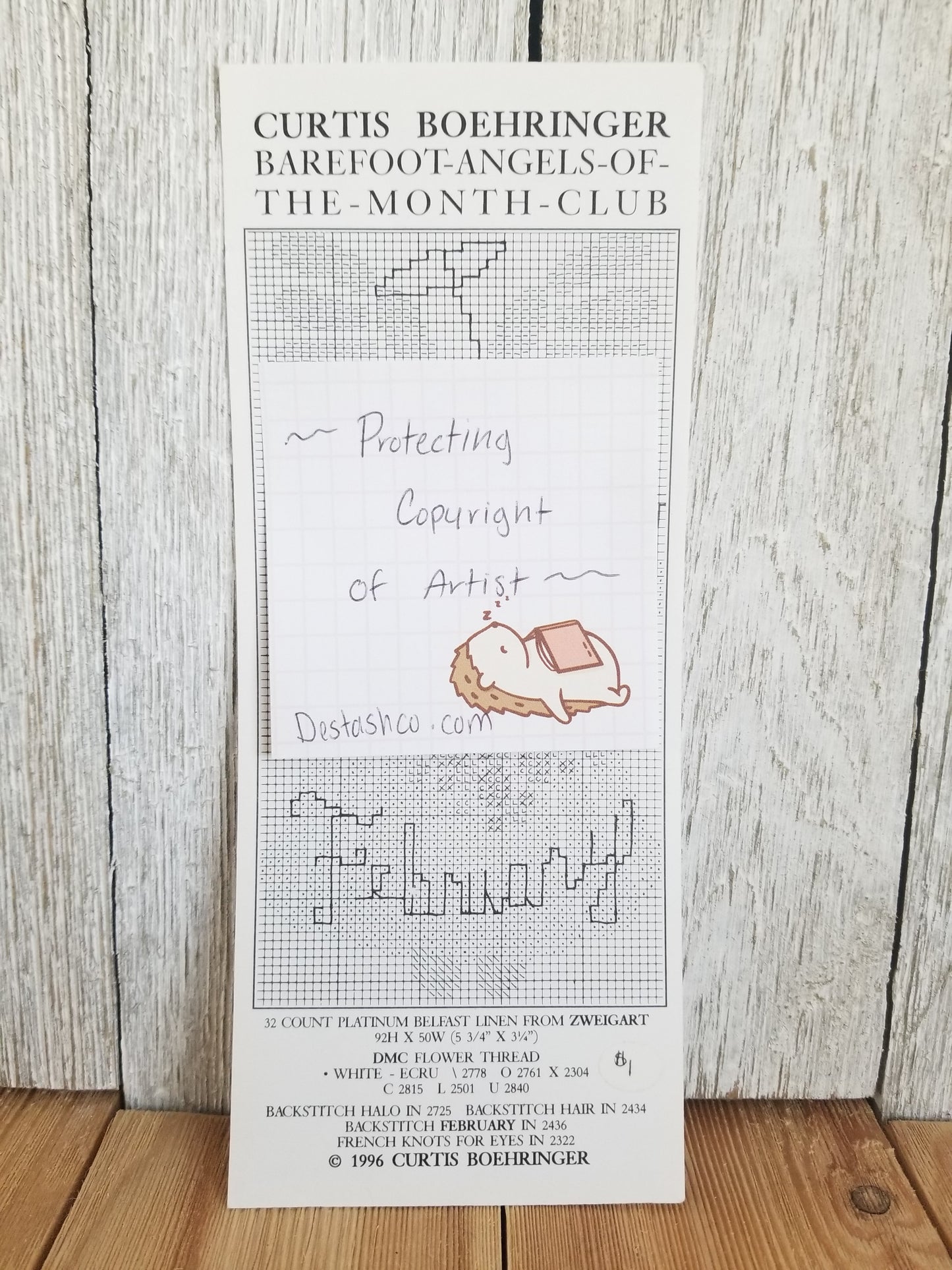 Curtis Boehringer Barefoot Angel of the Month Club The Little Stitching Angel Cross Stitch Pattern Lot of 7