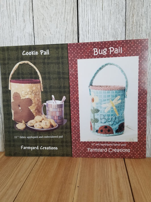 Farmyard Creations Cookie Pail Bug Pail Lot of 2 Sewing Patterns Holiday