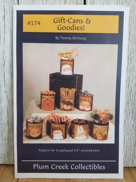 Plum Creek Collectables Gift-Cans and Goodies #174 Pattern Applique covered cans Holiday