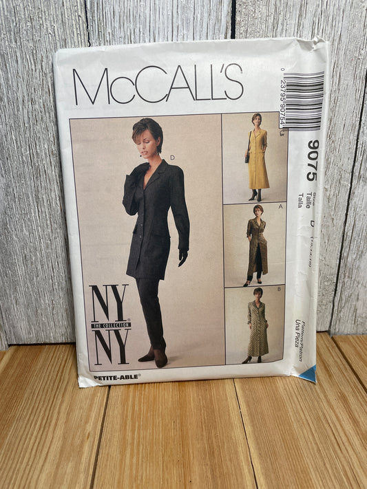 McCall's 9075 Misses Button Up Jacket Dress Pants Size 12-16 Uncut FF Sewing Pattern