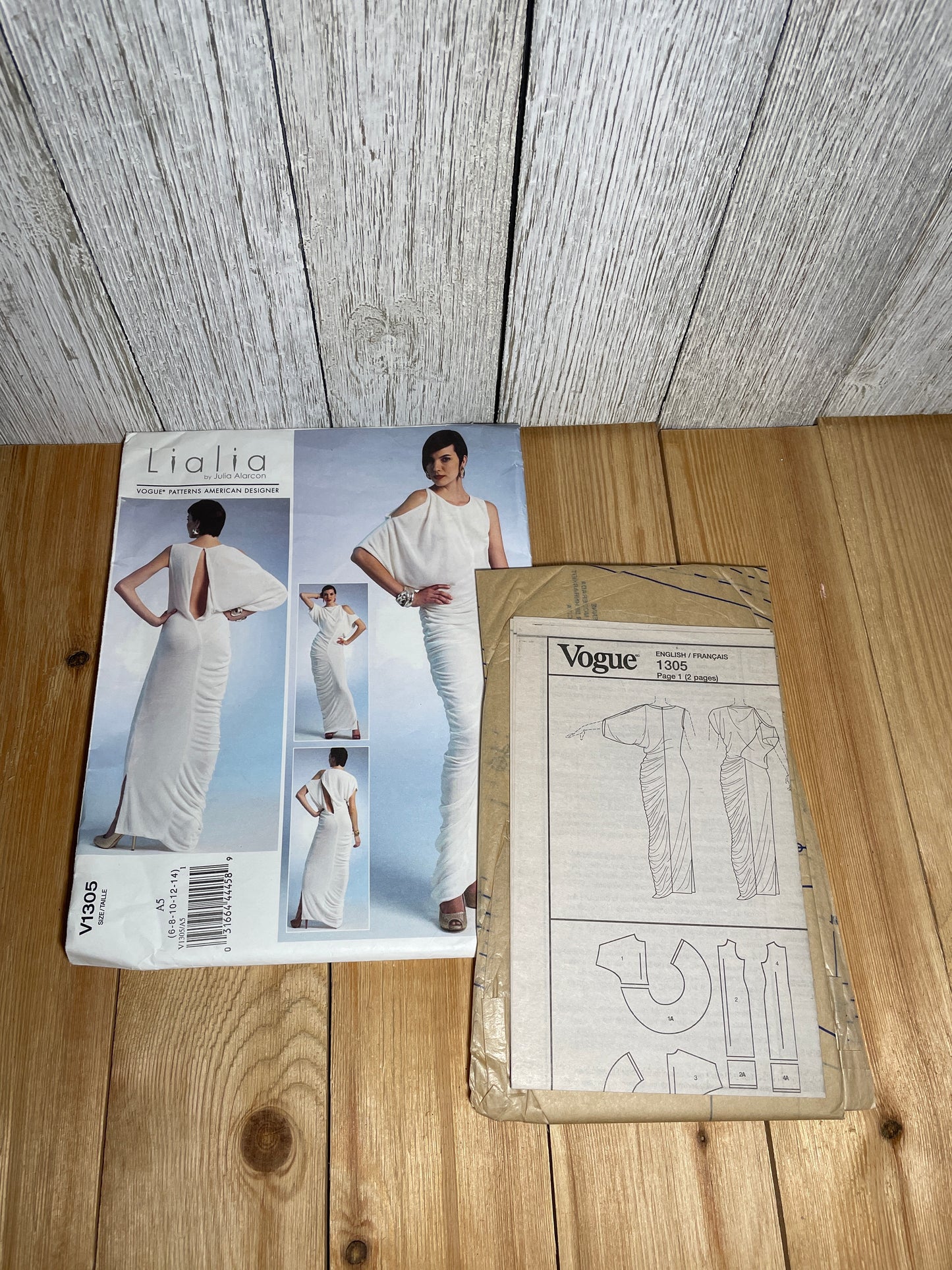 Vogue V1305 Lialia Pullover Ruched Dress Asymmetrical Sleeve Keyhole Back Size 6-14 Pattern UNCUT FF