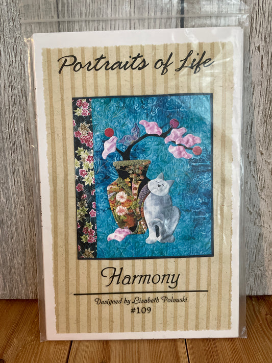 Portraits of Life Harmony #109 Applique Pattern 21" X 24" Cat Cherry Blossom UNCUT FF