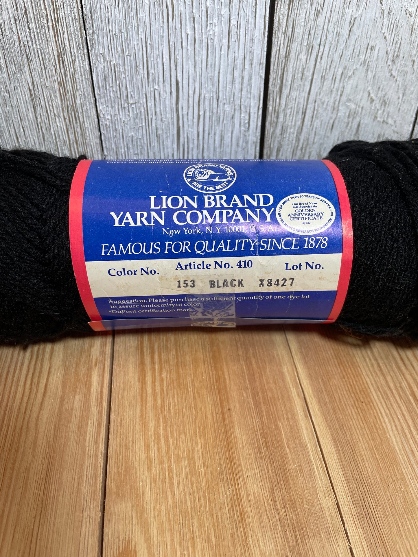 1 Skein Lion Brand Black Acrylic Yarn color 153 lot # 8427