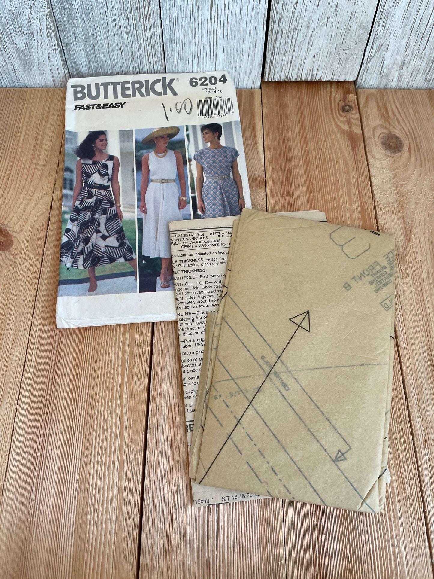 Buttrick 6204 Shin Length Dress Size 12-16 Pattern UNCUT FF