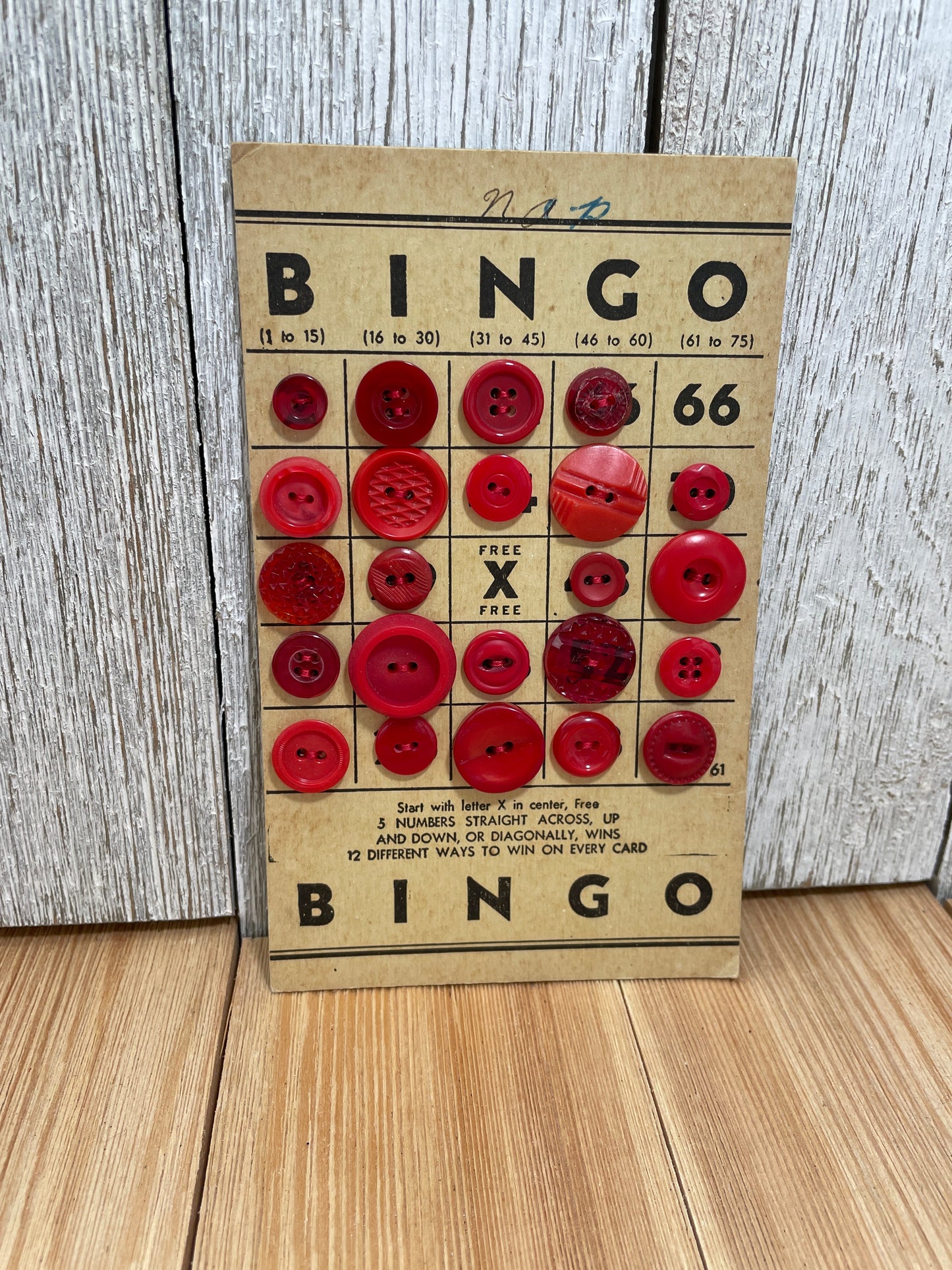 Vintage Button Lot on Bingo Card U PICK Antique Quirky Cute