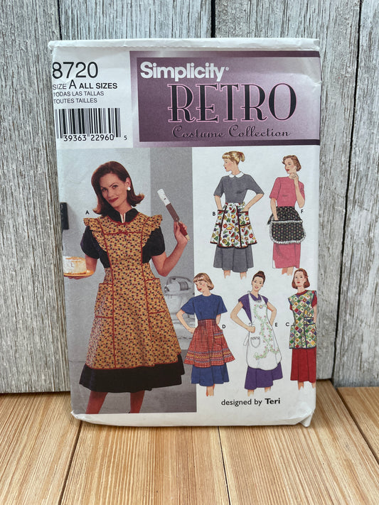 Simplicity 8720 Retro Aprons Costume Pattern Size 10- 20 UNCUT FF Halloween