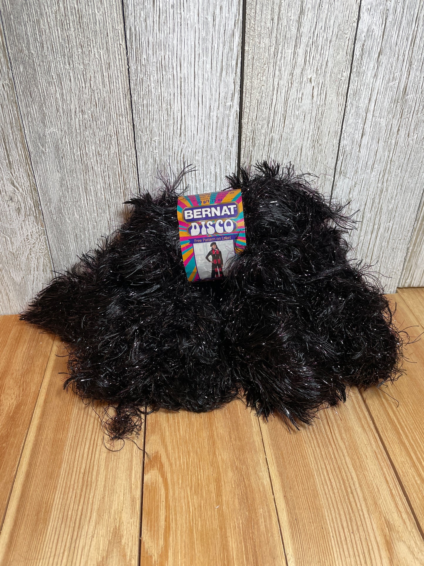 Bernat Disco Glad Its Night purple black fashion yarn 4 Skein Bundle