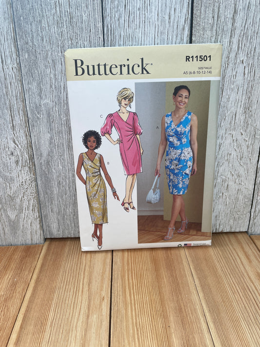 Butterick R11501 Misses Summer Wrap Dress Size 6-12 16-24 Uncut FF Sewing Pattern