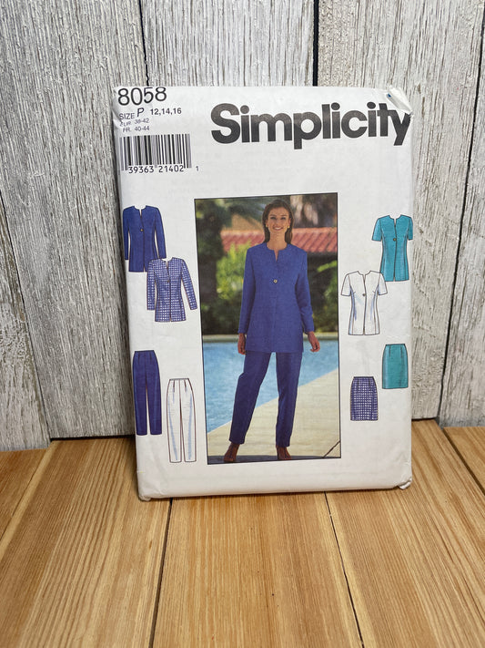 Simplicity 8058 Petite Mother of the Bride Shirt Pants Skirt Size 12-16 Uncut FF Sewing Pattern
