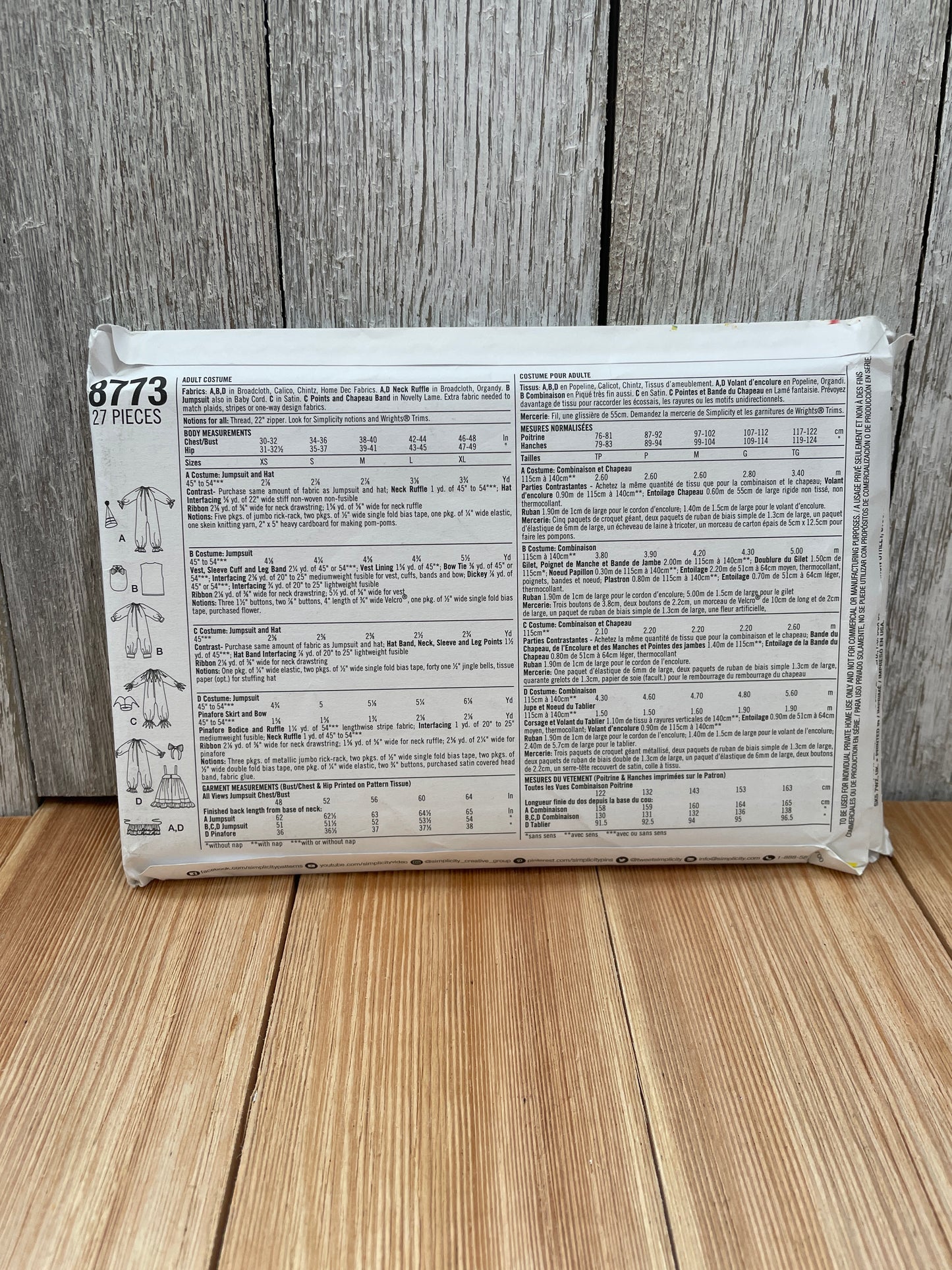 Simplicity 8773 Happy Clown Scary Clown Costume Pattern Size XS-XL UNCUT FF Halloween