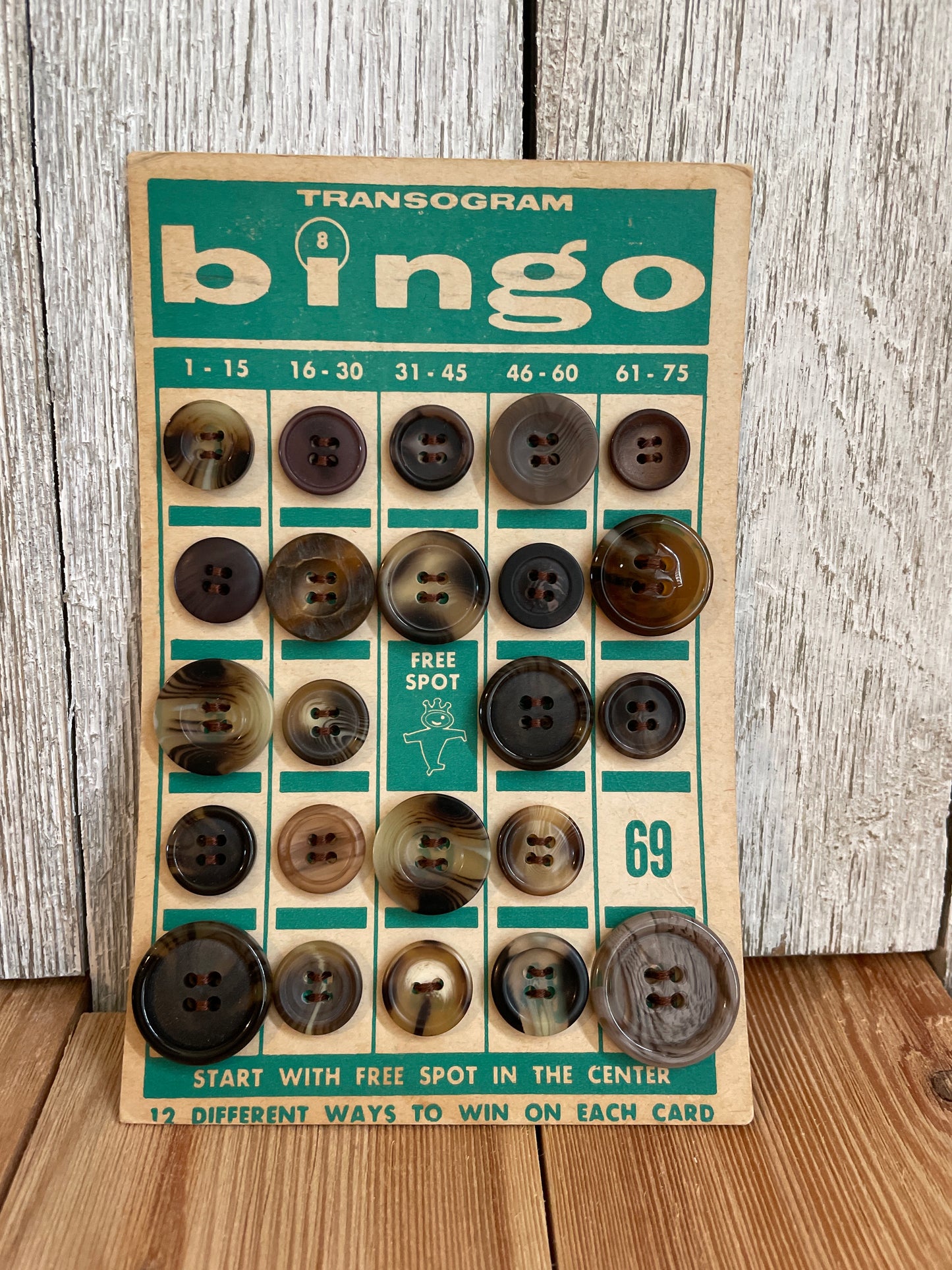 Vintage Button Lot on Bingo Card U PICK Antique quirky cute