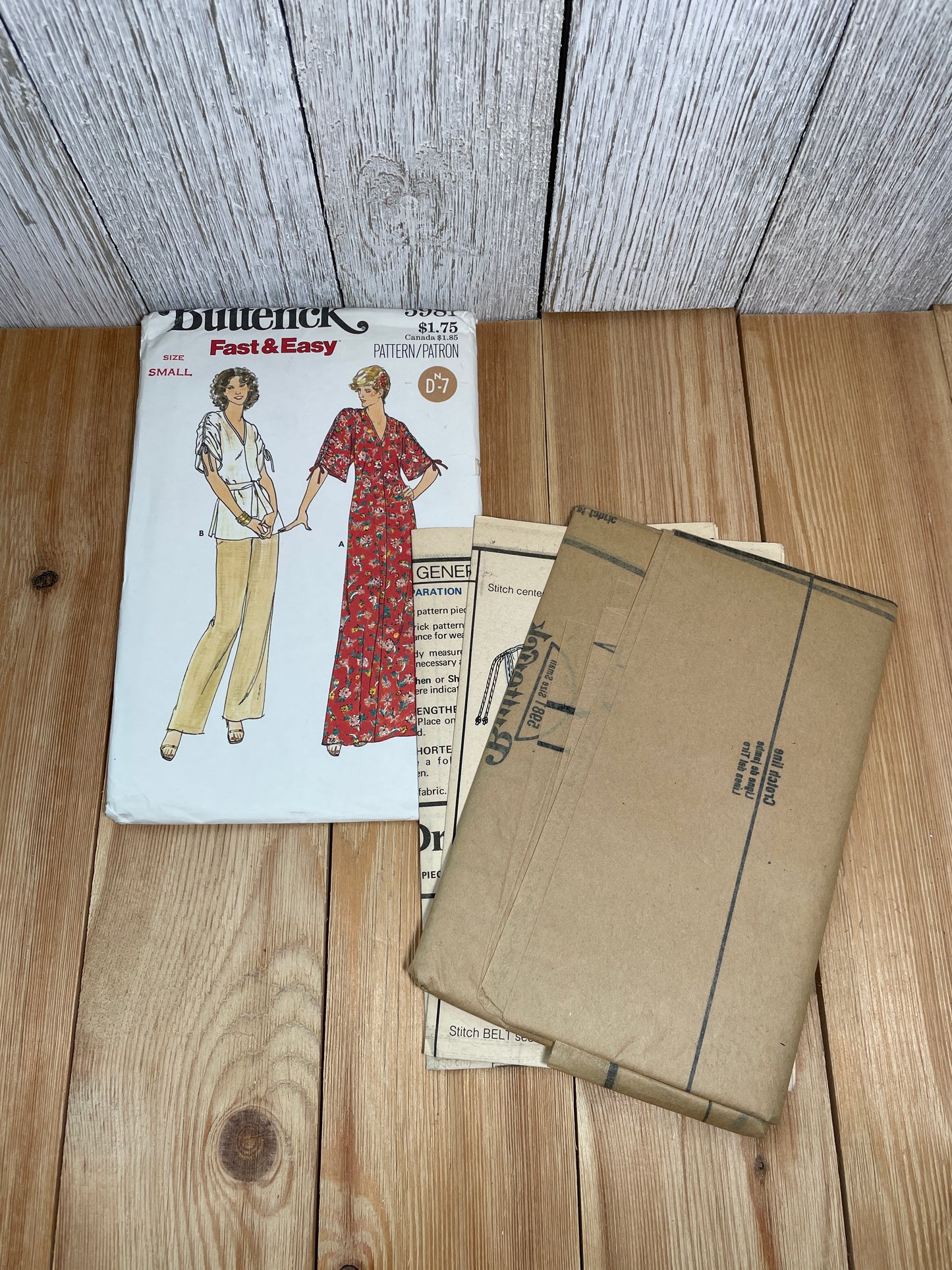 Butterick 5981 Gathered Drawstring Sleeved Dress Top and Elastic Paints Size Small (8-10) Pattern Uncut FF