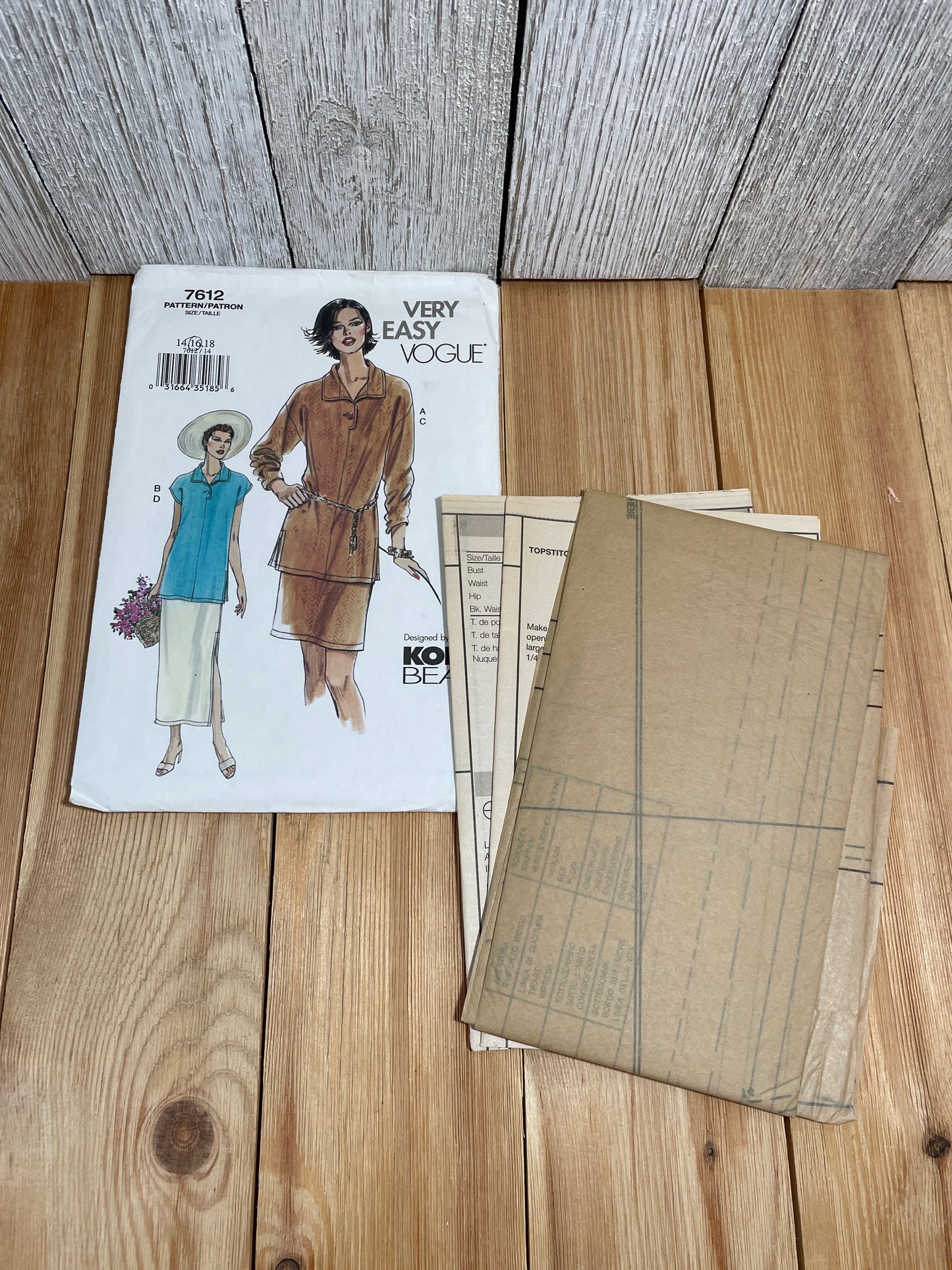Vogue 7612 Petite Long Sleeve Top and Skirt in Two Lengths Size 14-18 Pattern UNCUT FF
