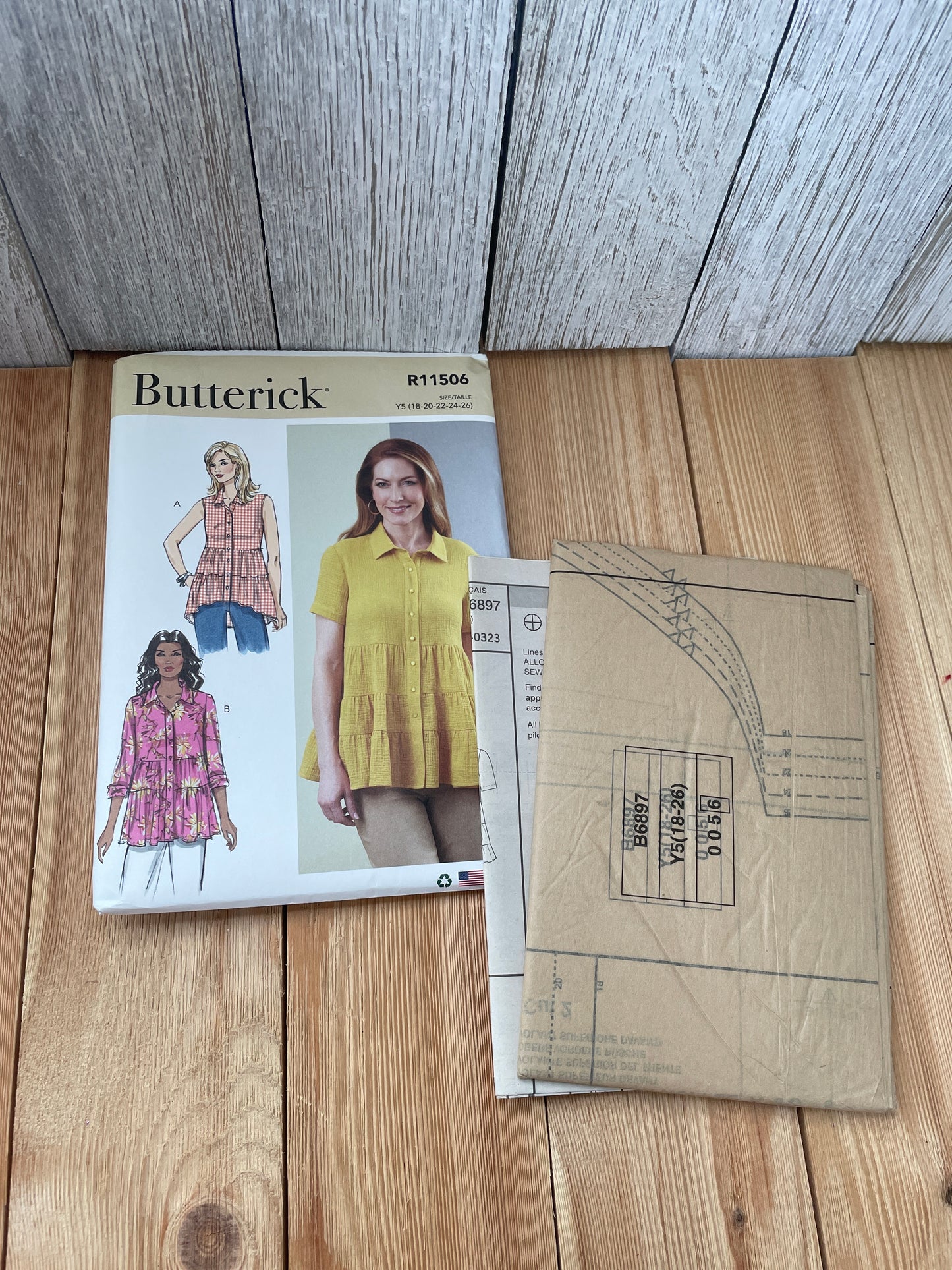 Butterick R11506 Misses Tiered Top Size 18-26 Uncut FF Sewing Pattern