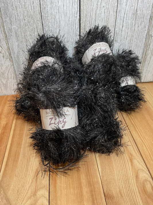 Moda Dea Zing Midnight Black Glitter Yarn 226 (9 skein bundle)