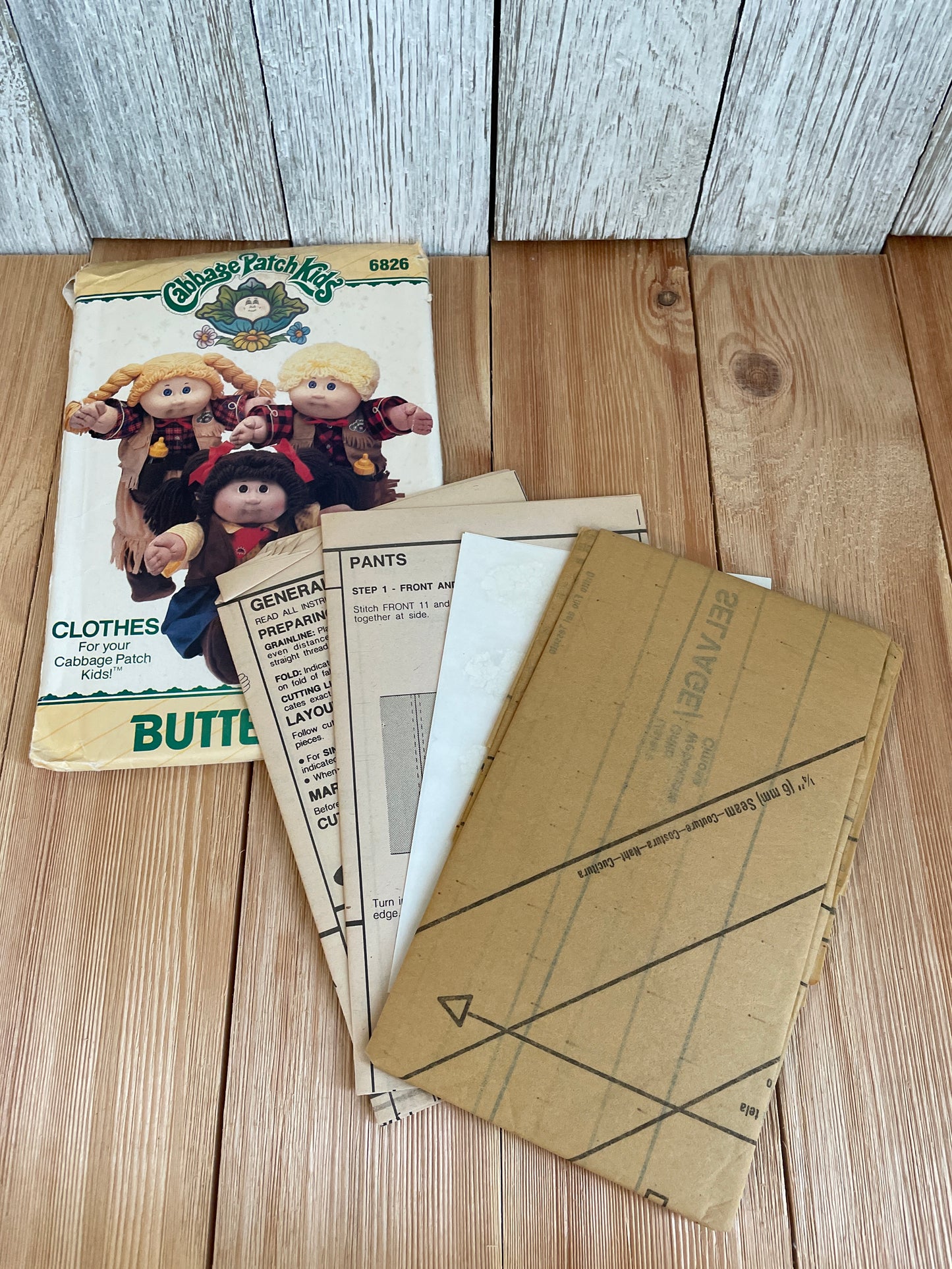 Buttrick 6826 Cabbage Patch Kids Clothes Pattern and Transfers Wester Cowboy Outfit UNCUT FF