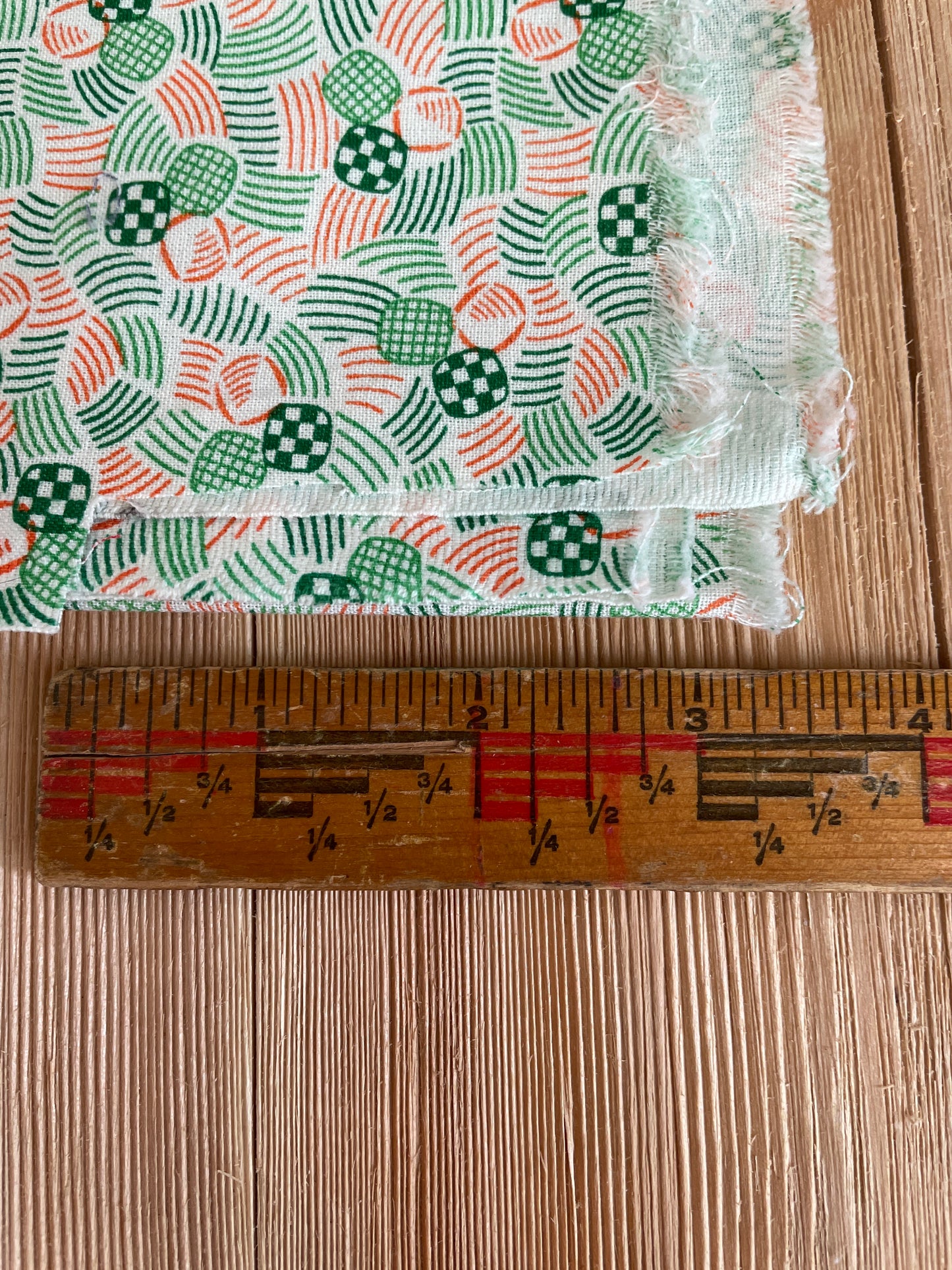 Nellie's Garden by Nancy Mahoney 100% Cotton Fabric Green and red 80's squares Half Yard